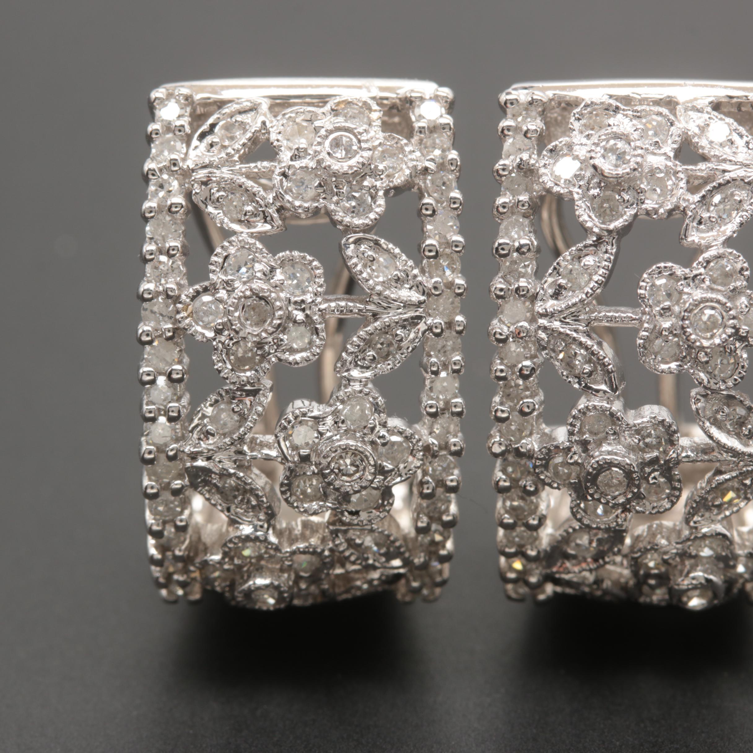 14K White Gold Diamond Earrings