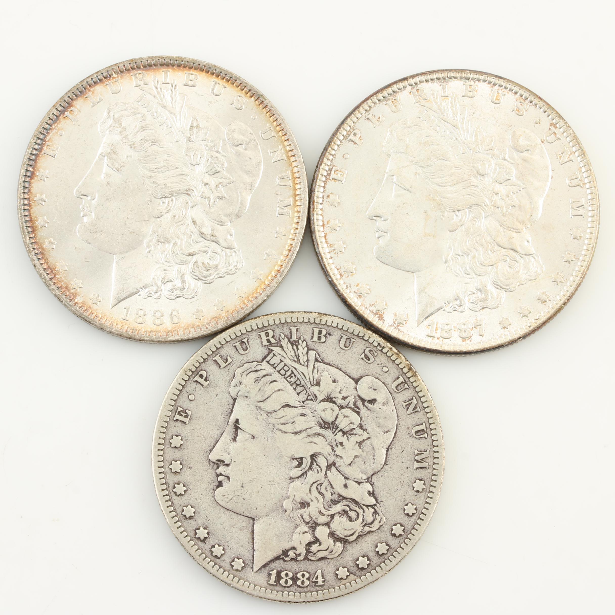 1884-S, 1886 and 1887 Morgan Silver Dollars