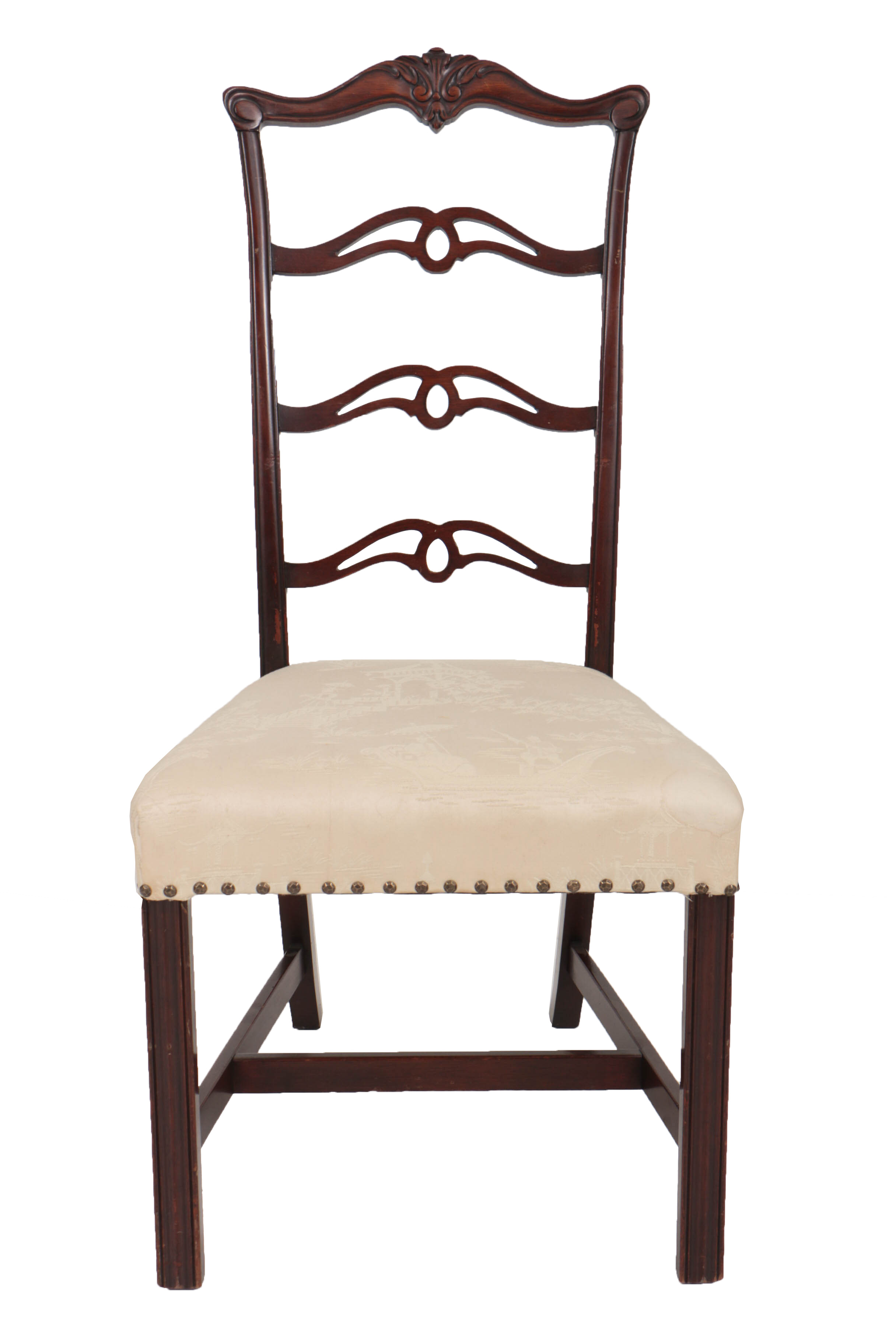 Antique Federal Mahogany Shield-Back Chair with Vintage Chippendale Style Chairs