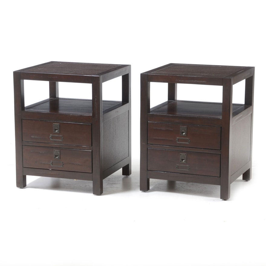 Pair of Contemporary Mahogany End Tables