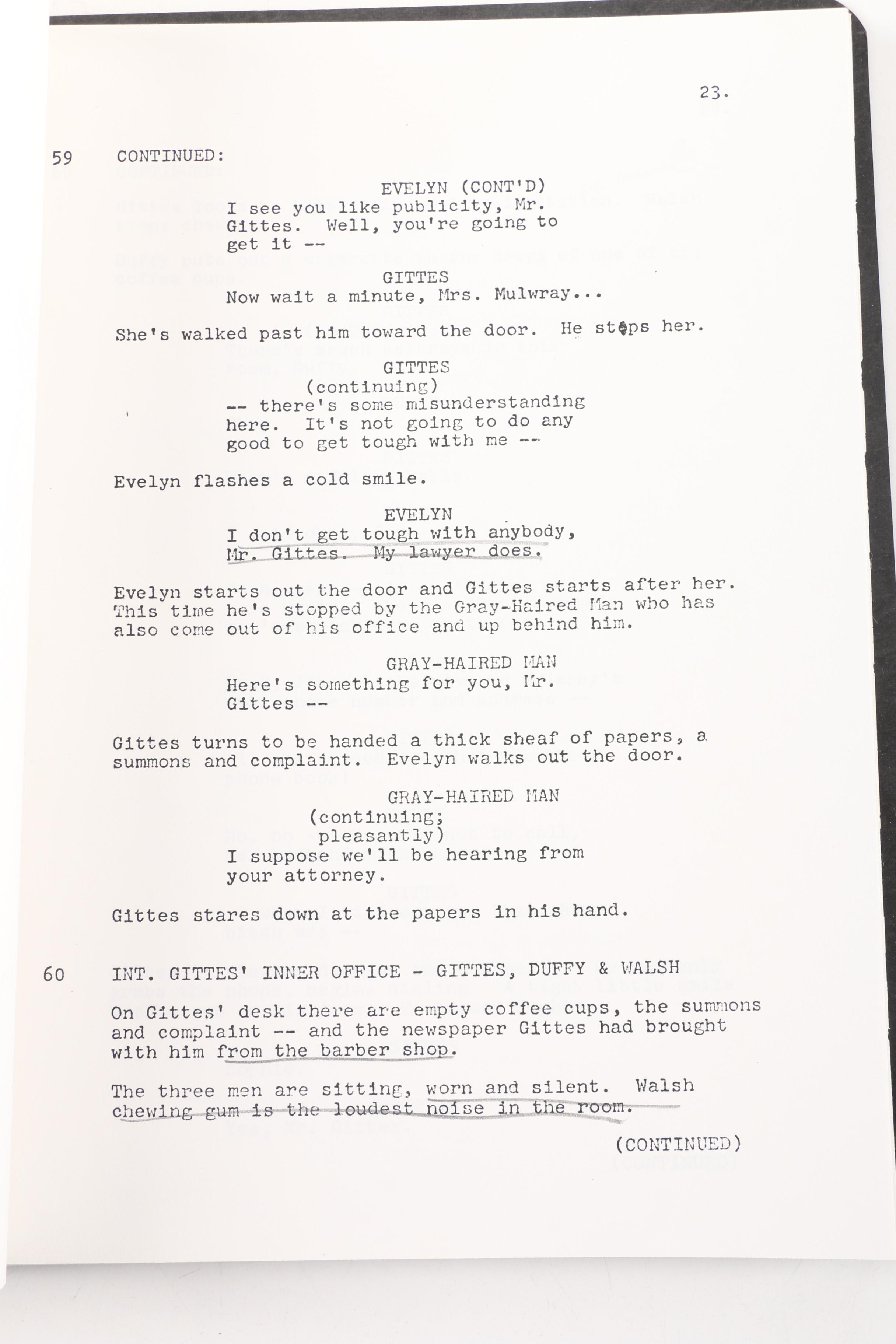 1973 "Chinatown" Screenplay by Robert Towne