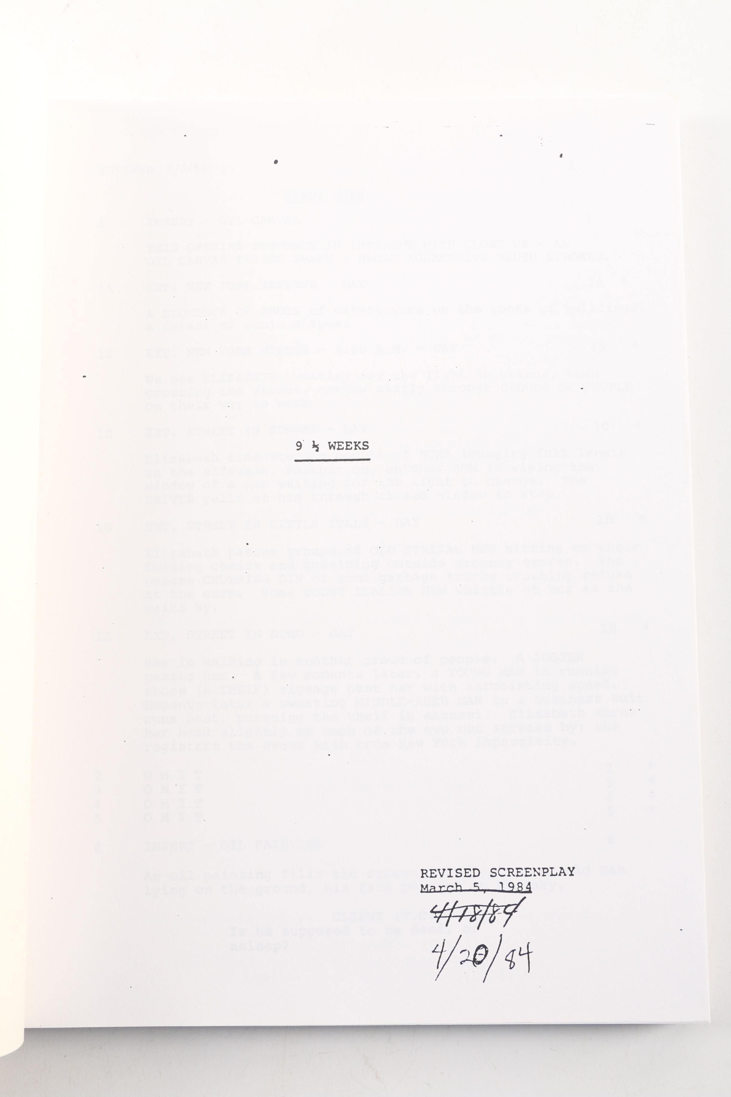1984 "9½ Weeks" Film Screenplay