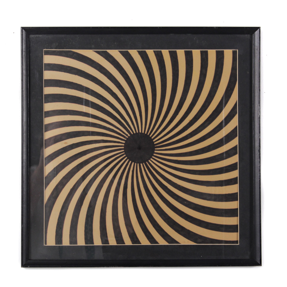 Mike Faught Vintage Op Art Ink Drawing