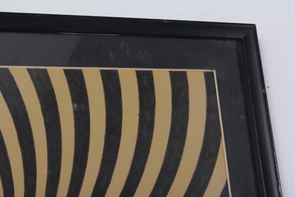 Mike Faught Vintage Op Art Ink Drawing