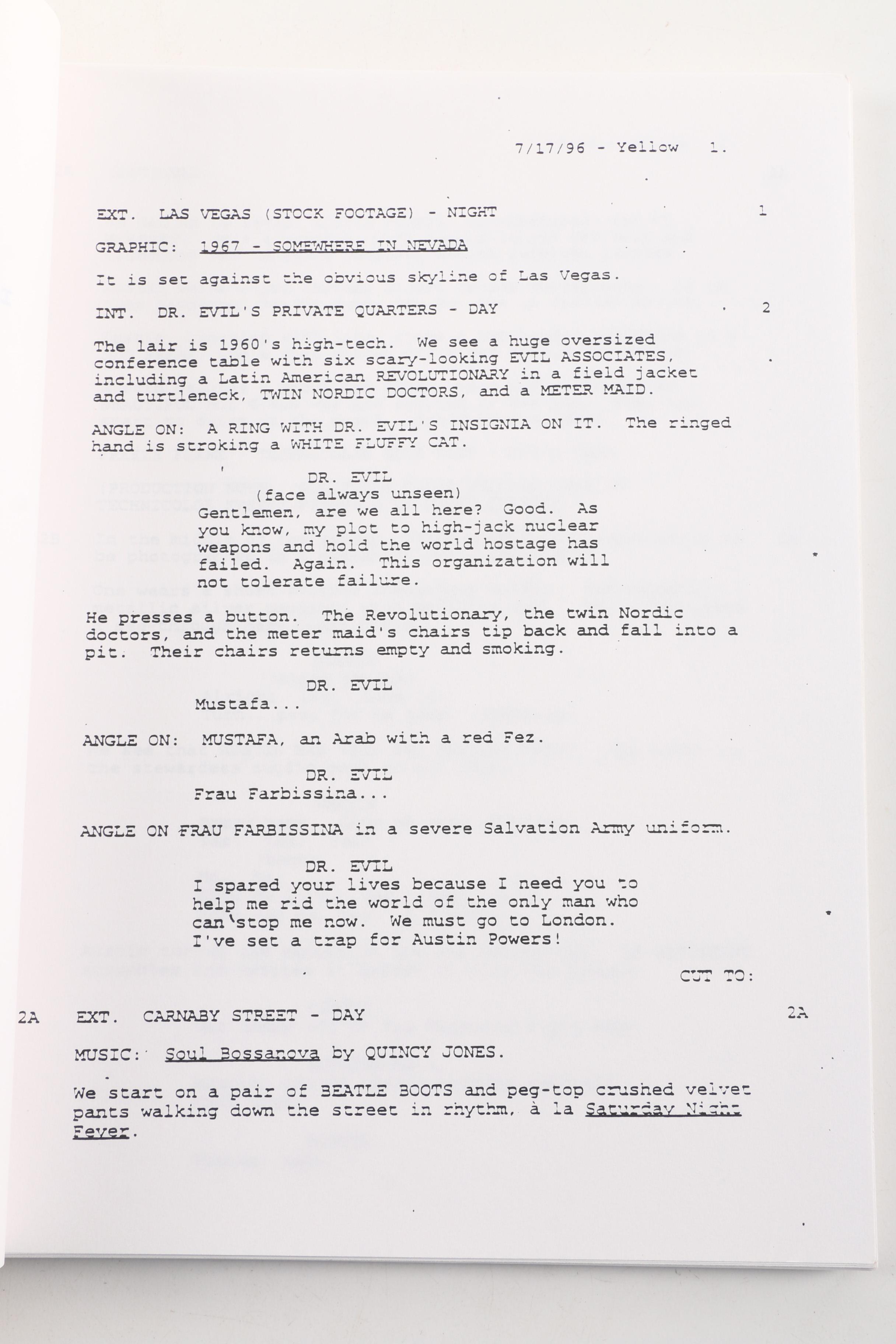 1996 "Austin Powers: International Man of Mystery" Script by Mike Myers