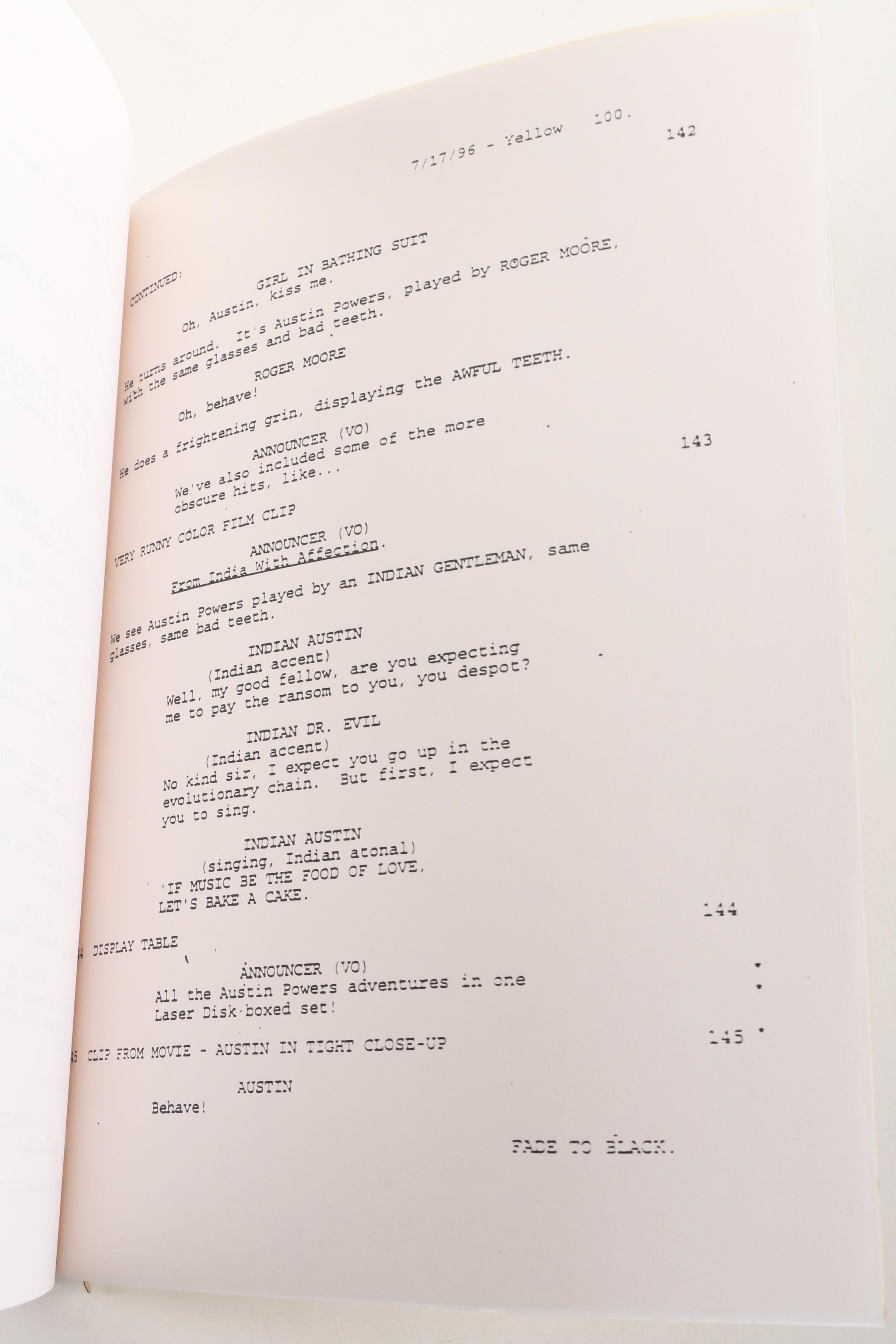 1996 "Austin Powers: International Man of Mystery" Script by Mike Myers