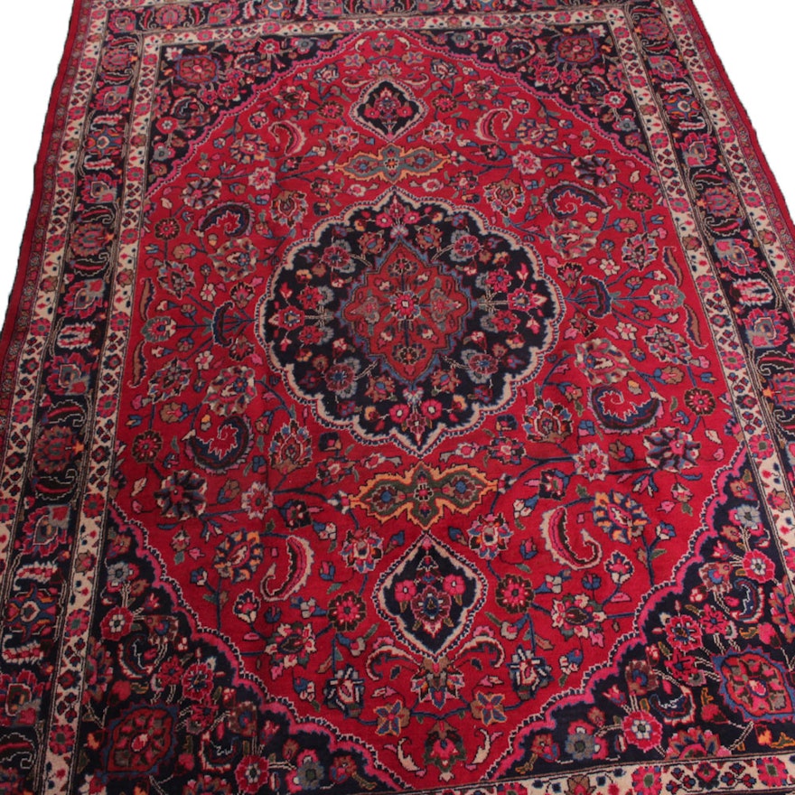 8'2 x 12'4 Hand-Knotted Vintage Persian Mashad Area Rug