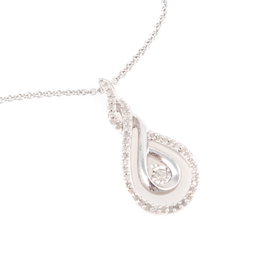 Karizia Italian Sterling Silver Diamond Pendant Necklace