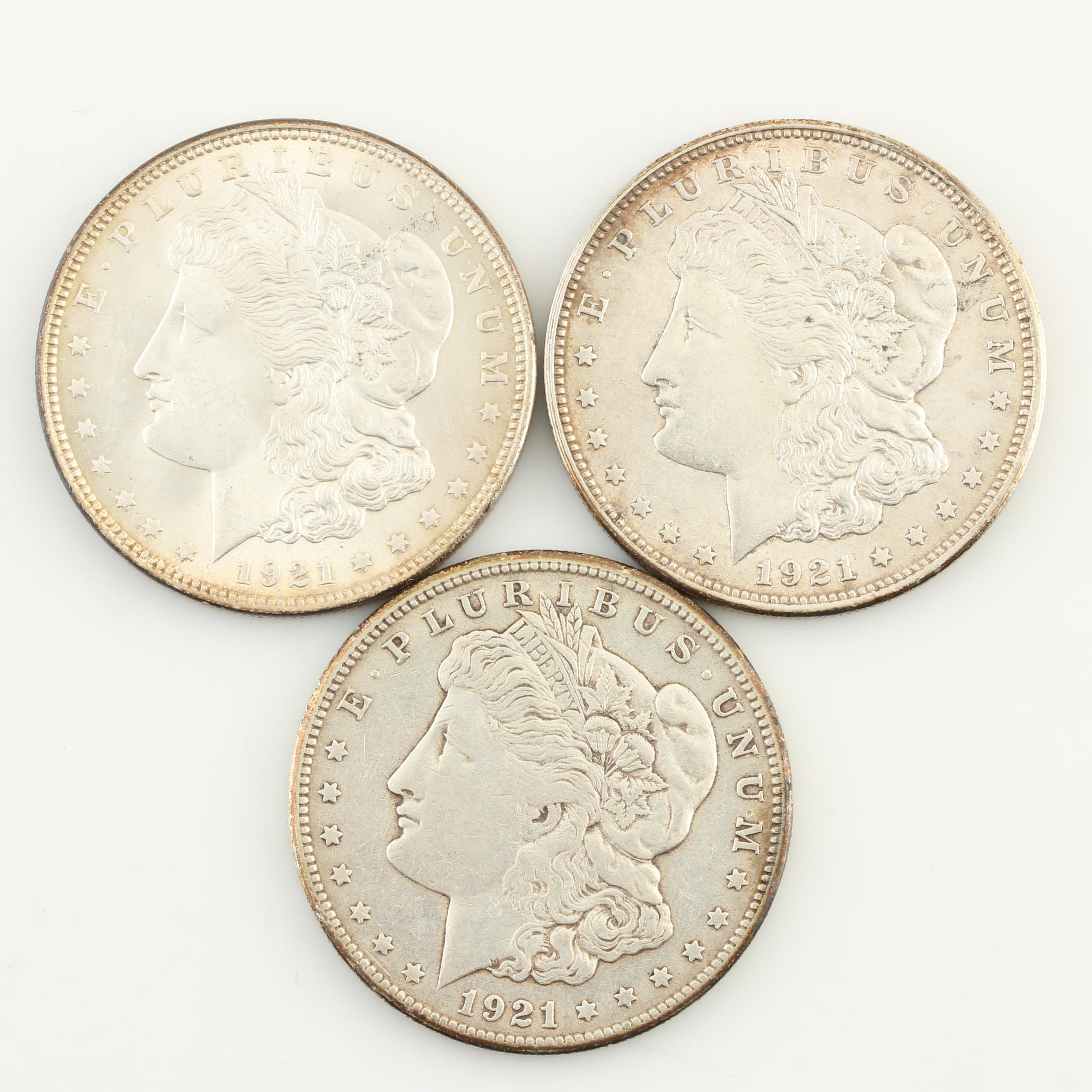 1921, 1921-D and 1921-S Morgan Silver Dollars