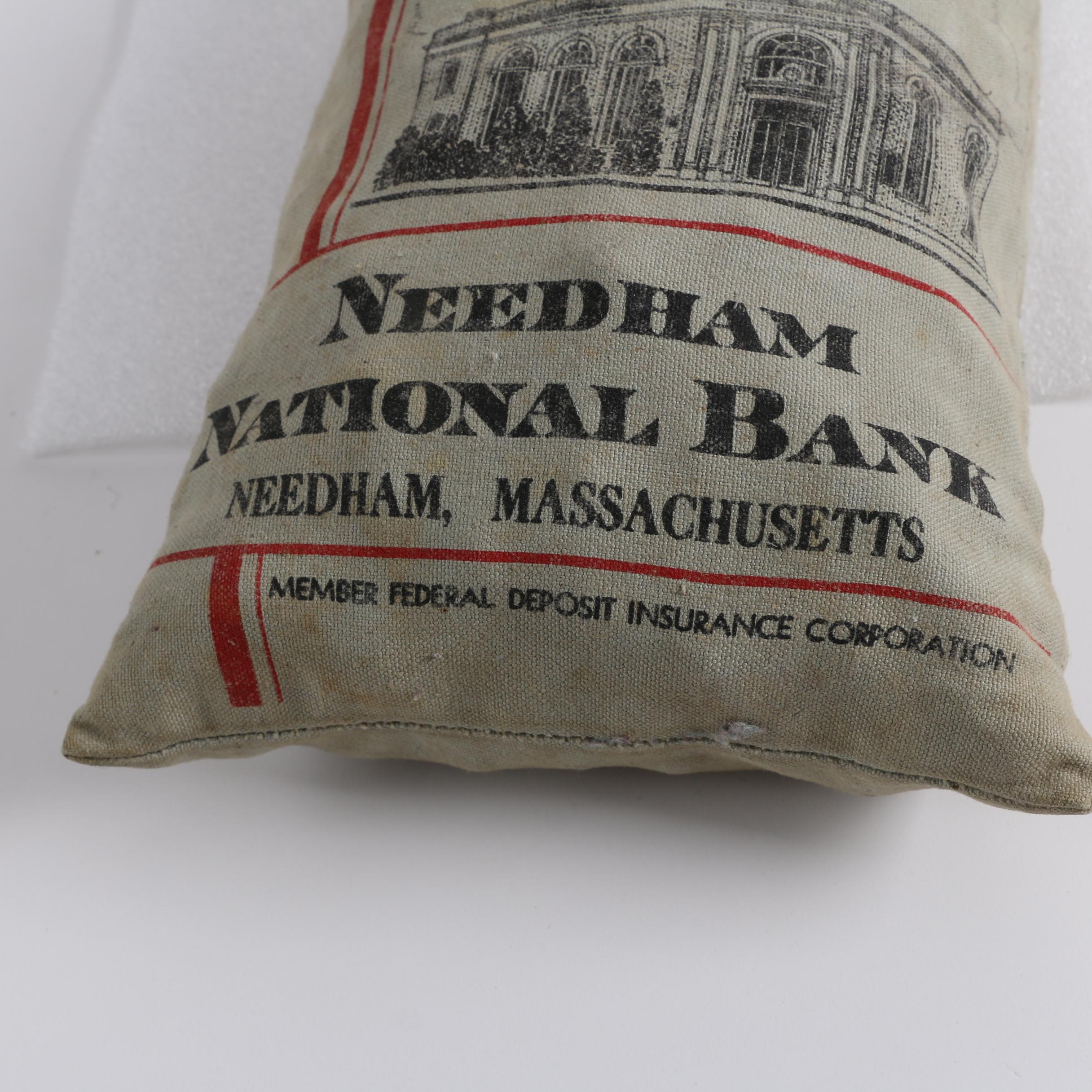 Glass Marble Collection in a Needham National Bank Canvas Drawstring Bag
