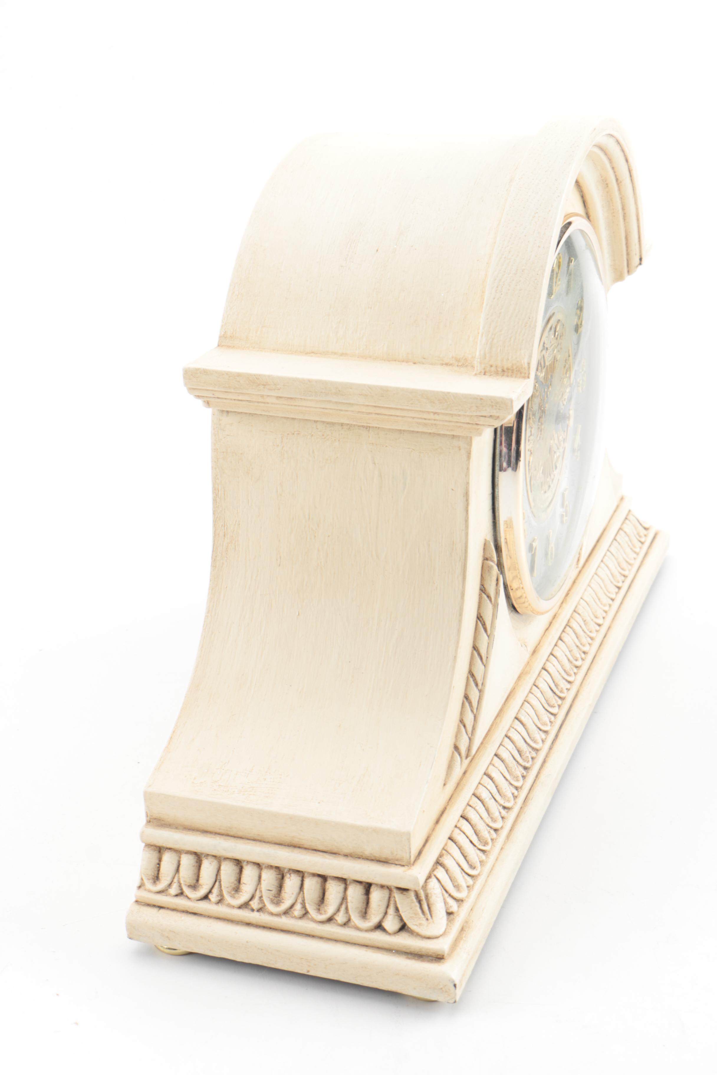 Neoclassical Style Seiko Wooden Tambour Mantel Clock with Chimes