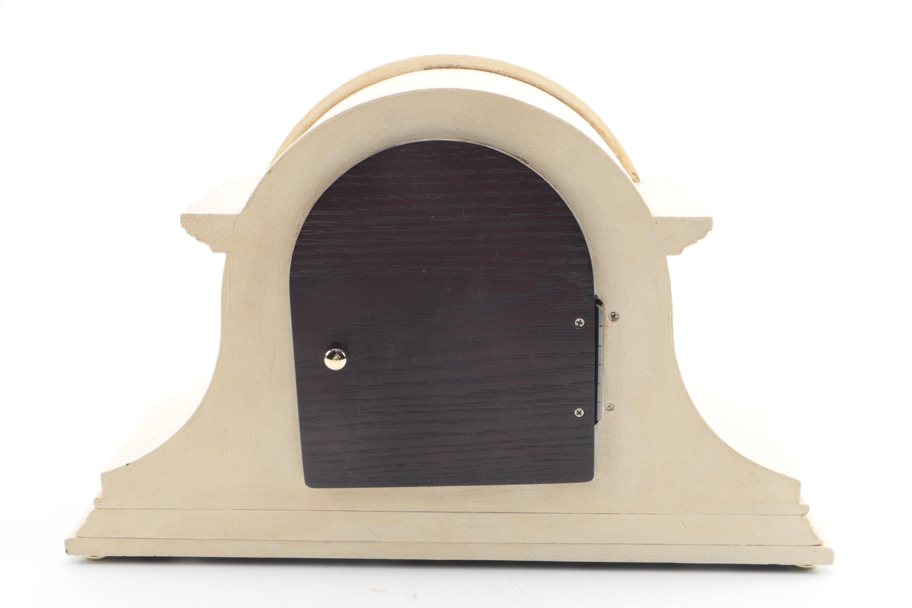 Neoclassical Style Seiko Wooden Tambour Mantel Clock with Chimes