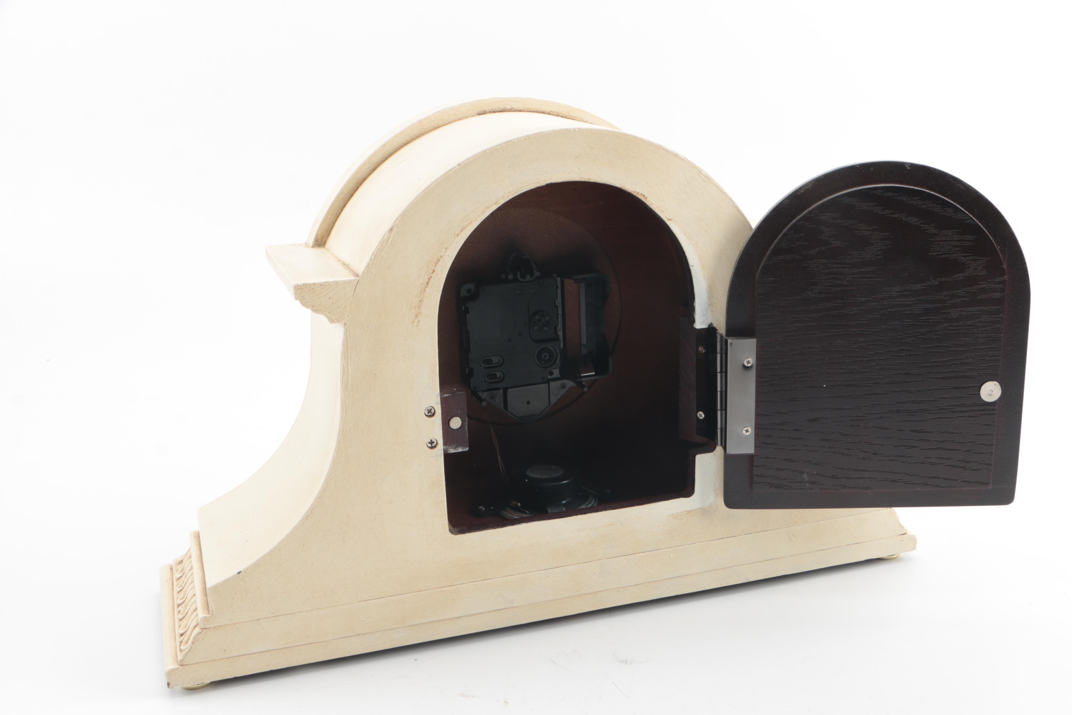 Neoclassical Style Seiko Wooden Tambour Mantel Clock with Chimes