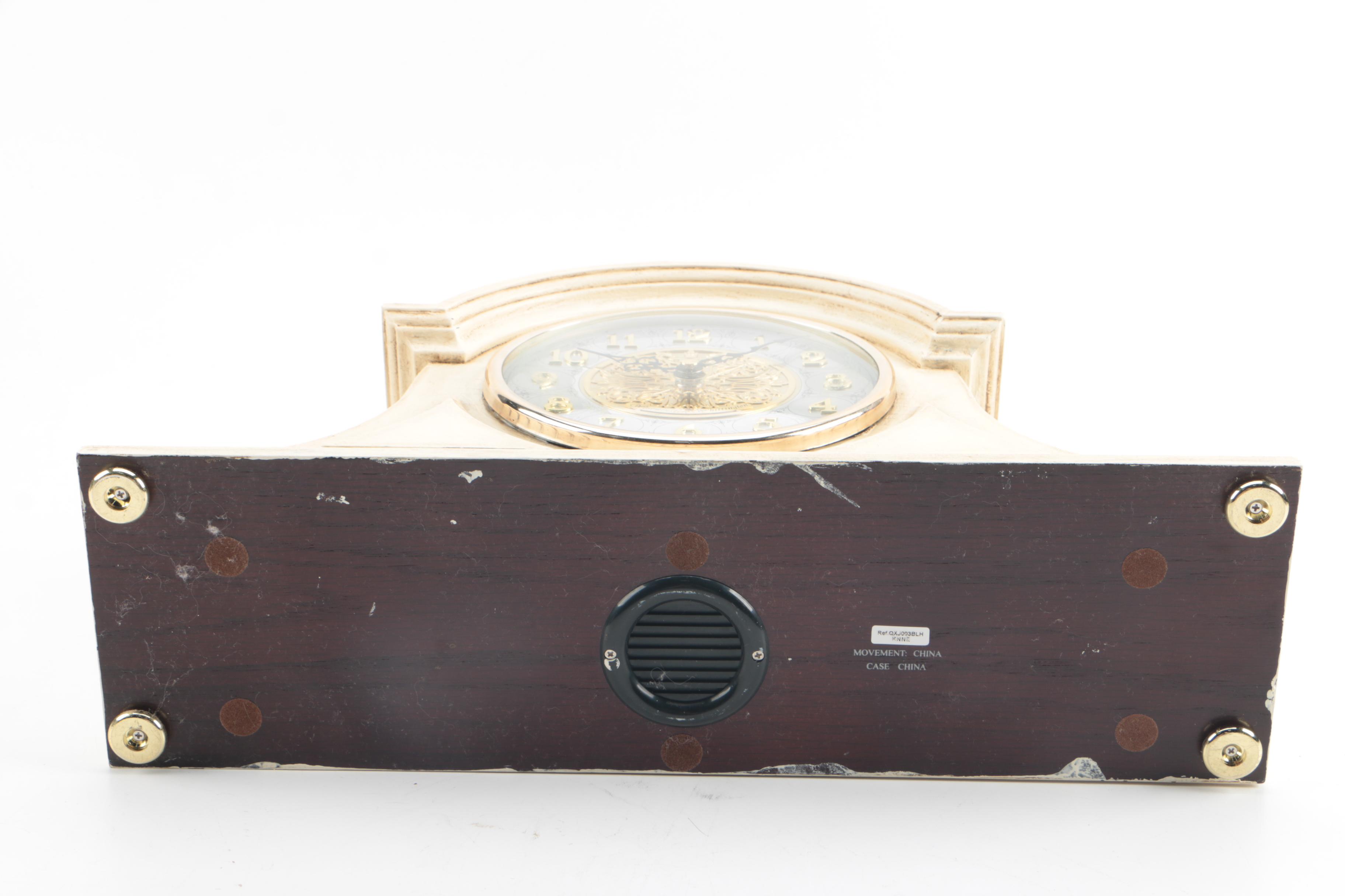 Neoclassical Style Seiko Wooden Tambour Mantel Clock with Chimes