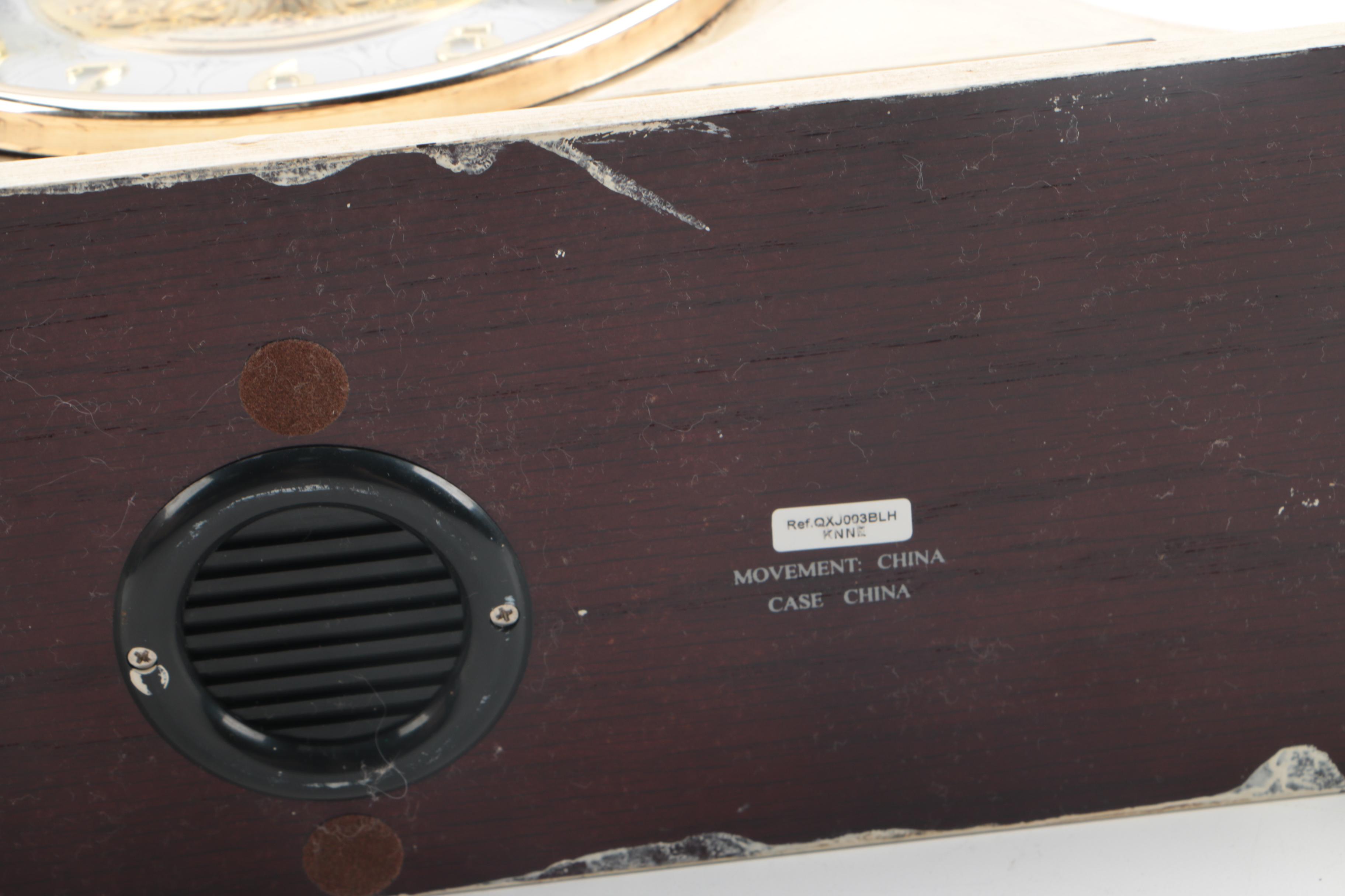 Neoclassical Style Seiko Wooden Tambour Mantel Clock with Chimes