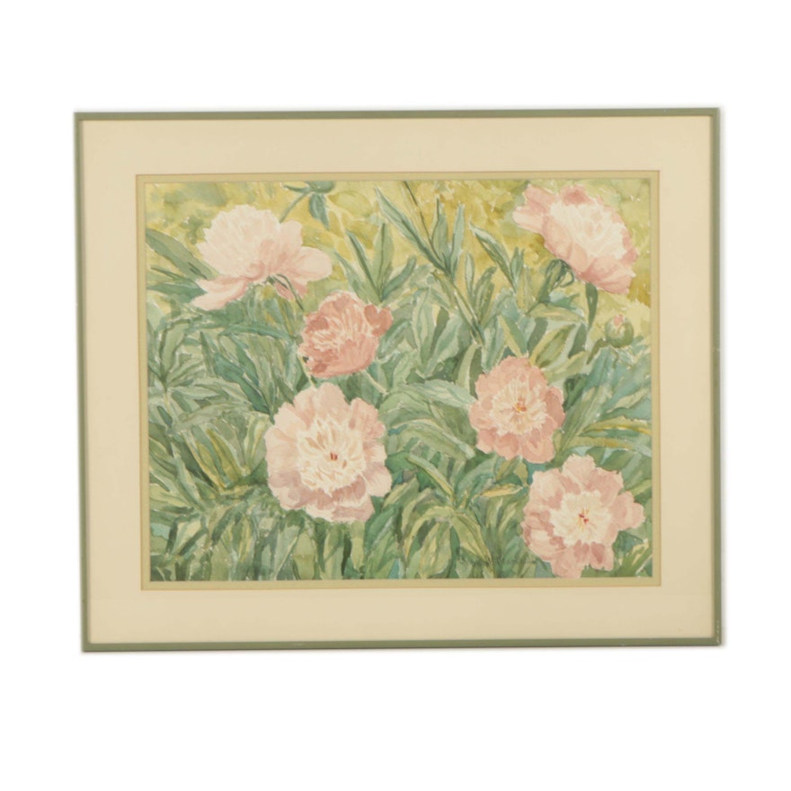 Anne A. Marshall Watercolor Painting of Flowers