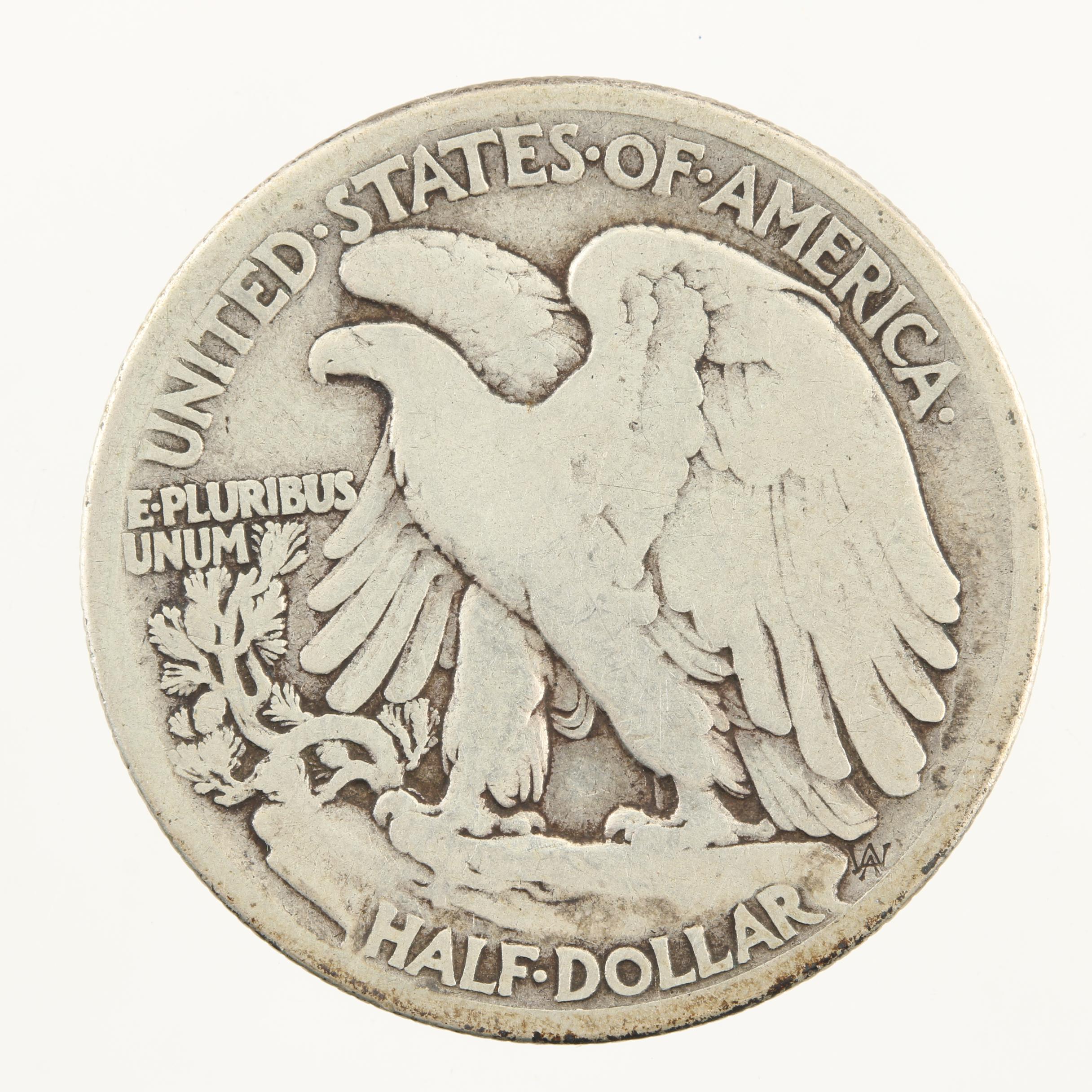 Key Date 1916-S Walking Liberty Silver Half Dollar, Obverse Mint Mark Variety
