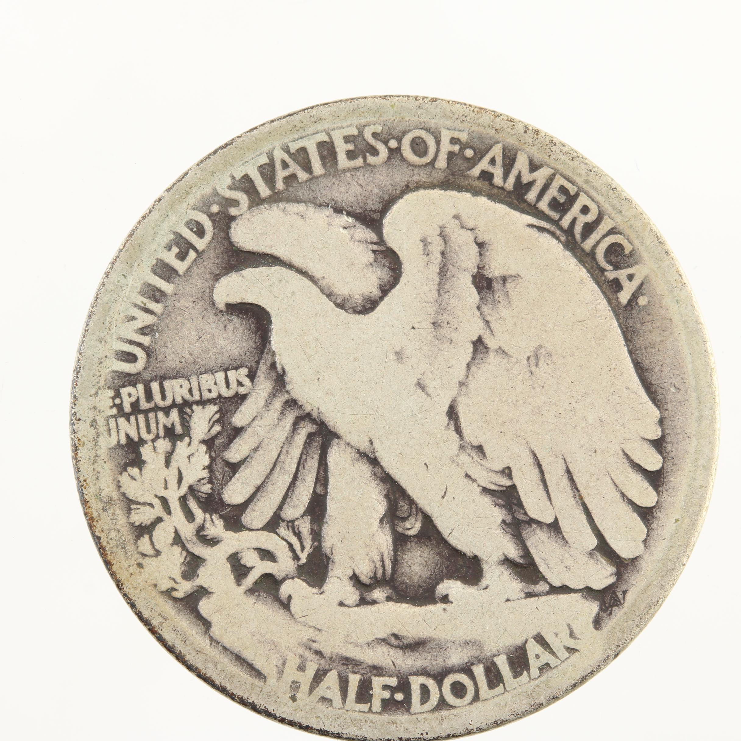 Low Mintage 1917-D Walking Liberty Silver Half Dollar, Obverse Mint Mark Variety