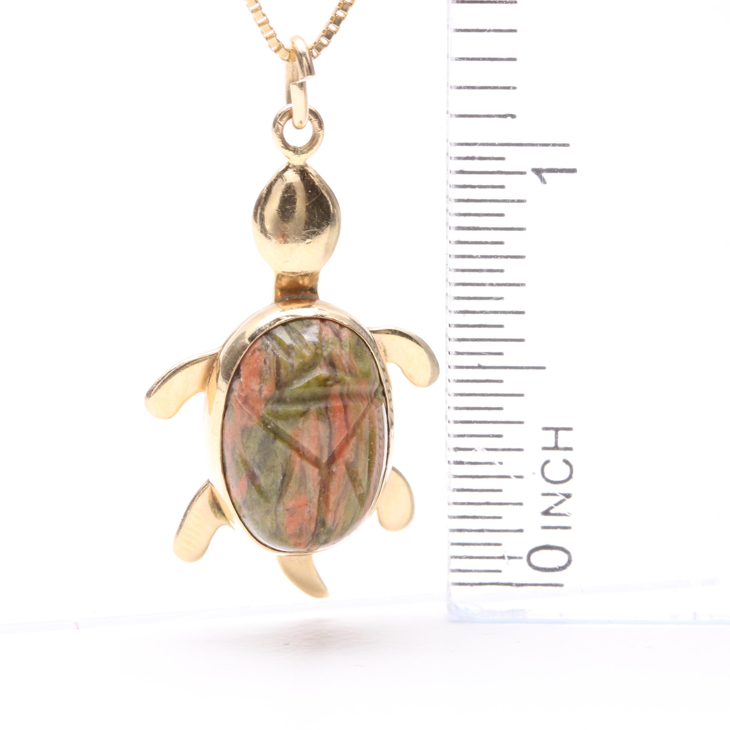 14K Yellow Gold Unakite Necklace