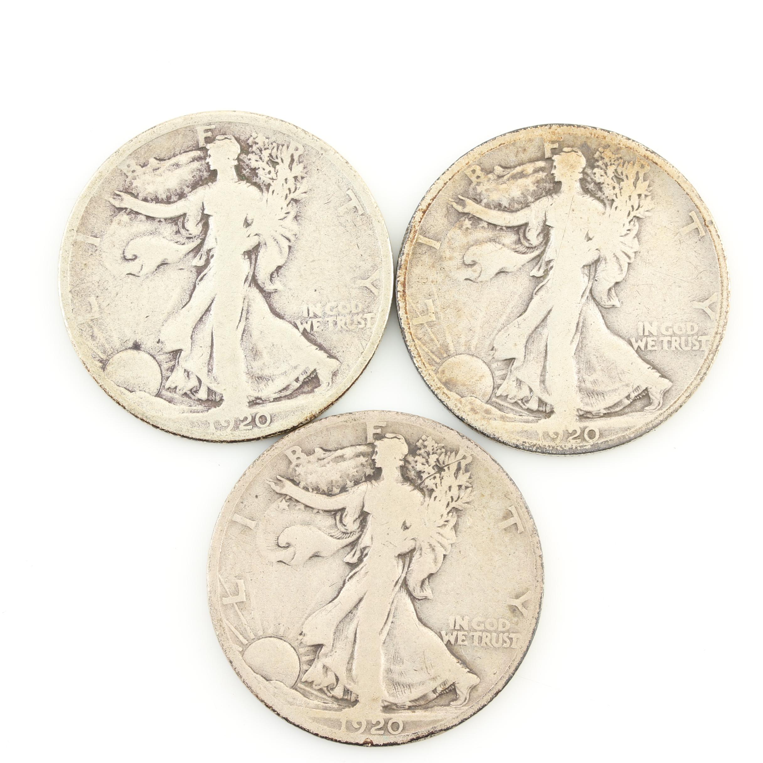 1920, 1920-D and 1920-S Walking Liberty Silver Half Dollars