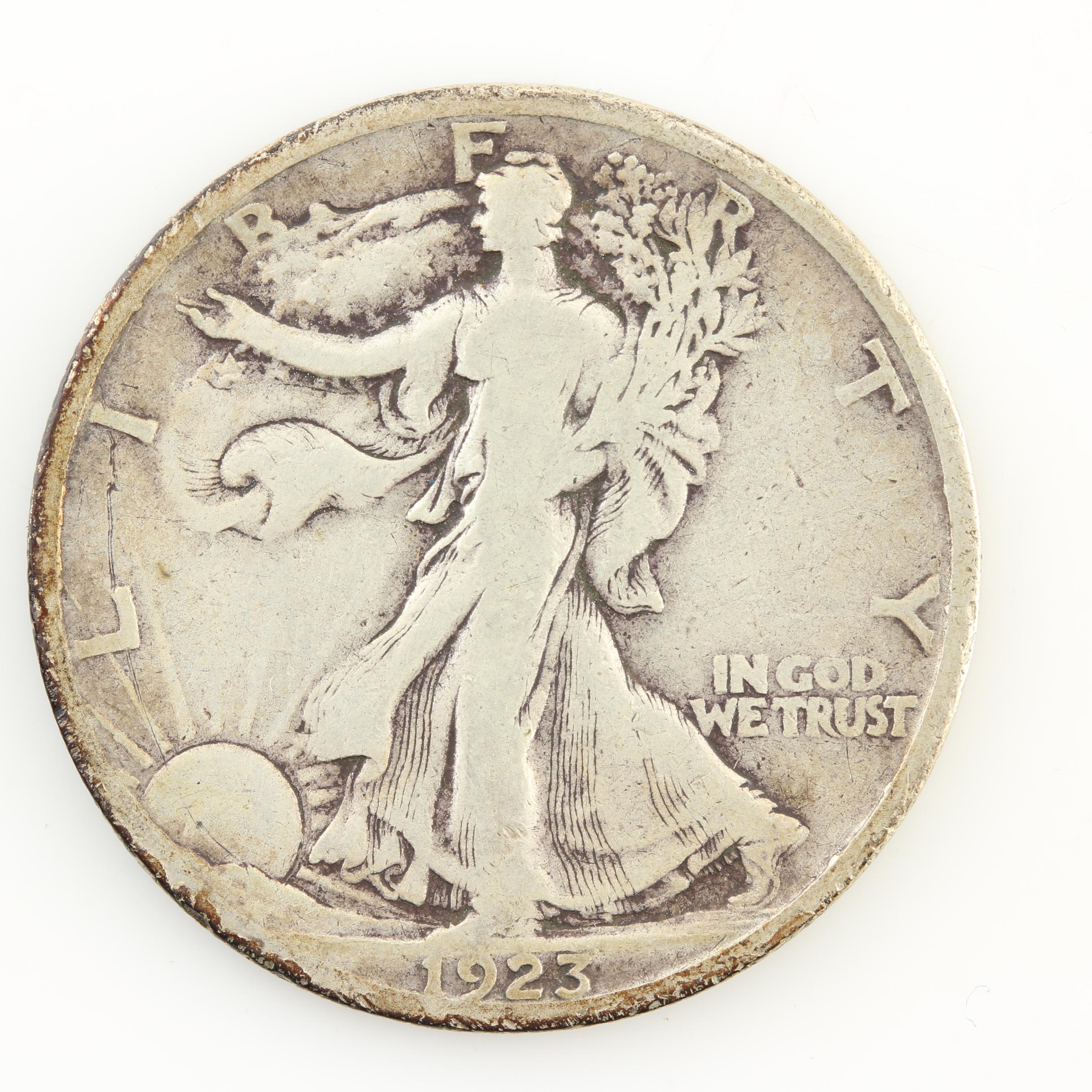 Five Walking Liberty Silver Half Dollars from the 1920s