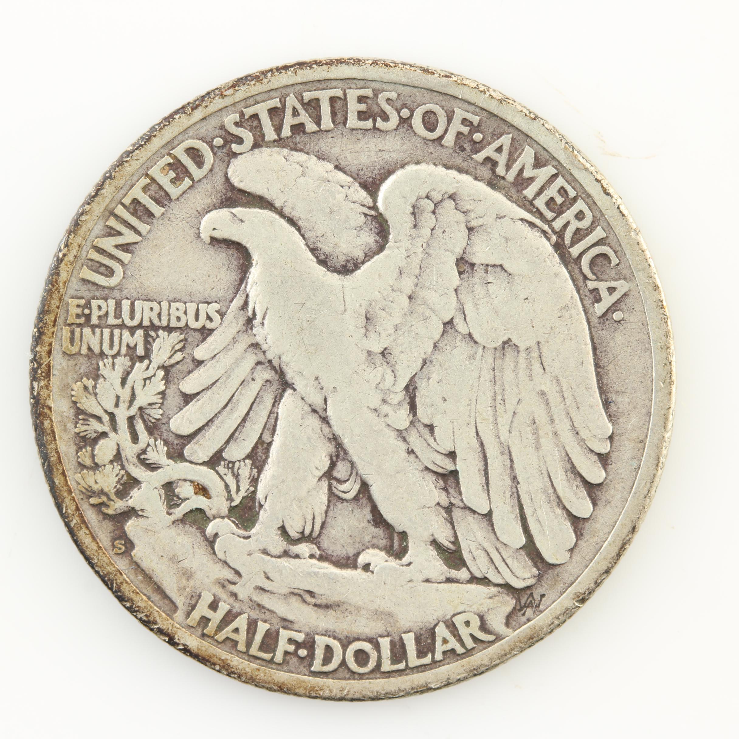 Five Walking Liberty Silver Half Dollars from the 1920s