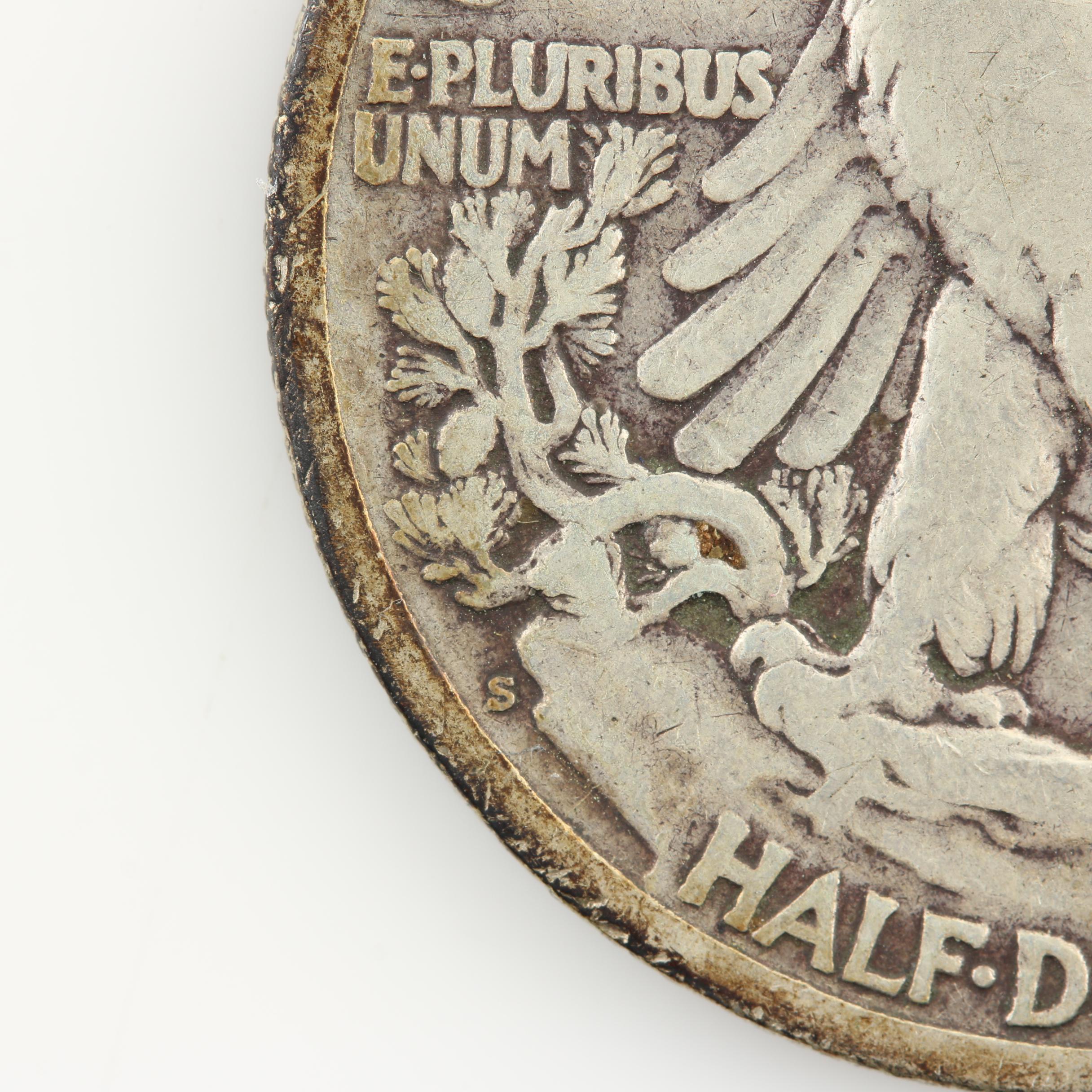 Five Walking Liberty Silver Half Dollars from the 1920s