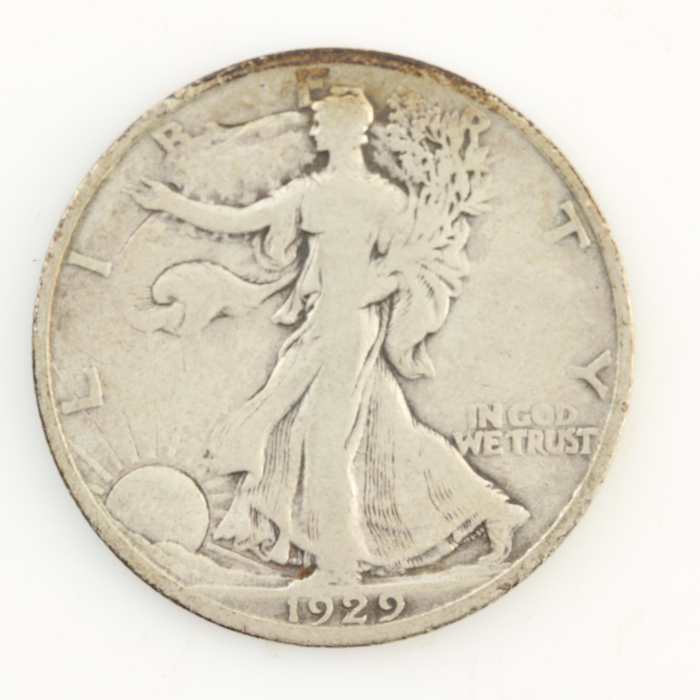 Five Walking Liberty Silver Half Dollars from the 1920s