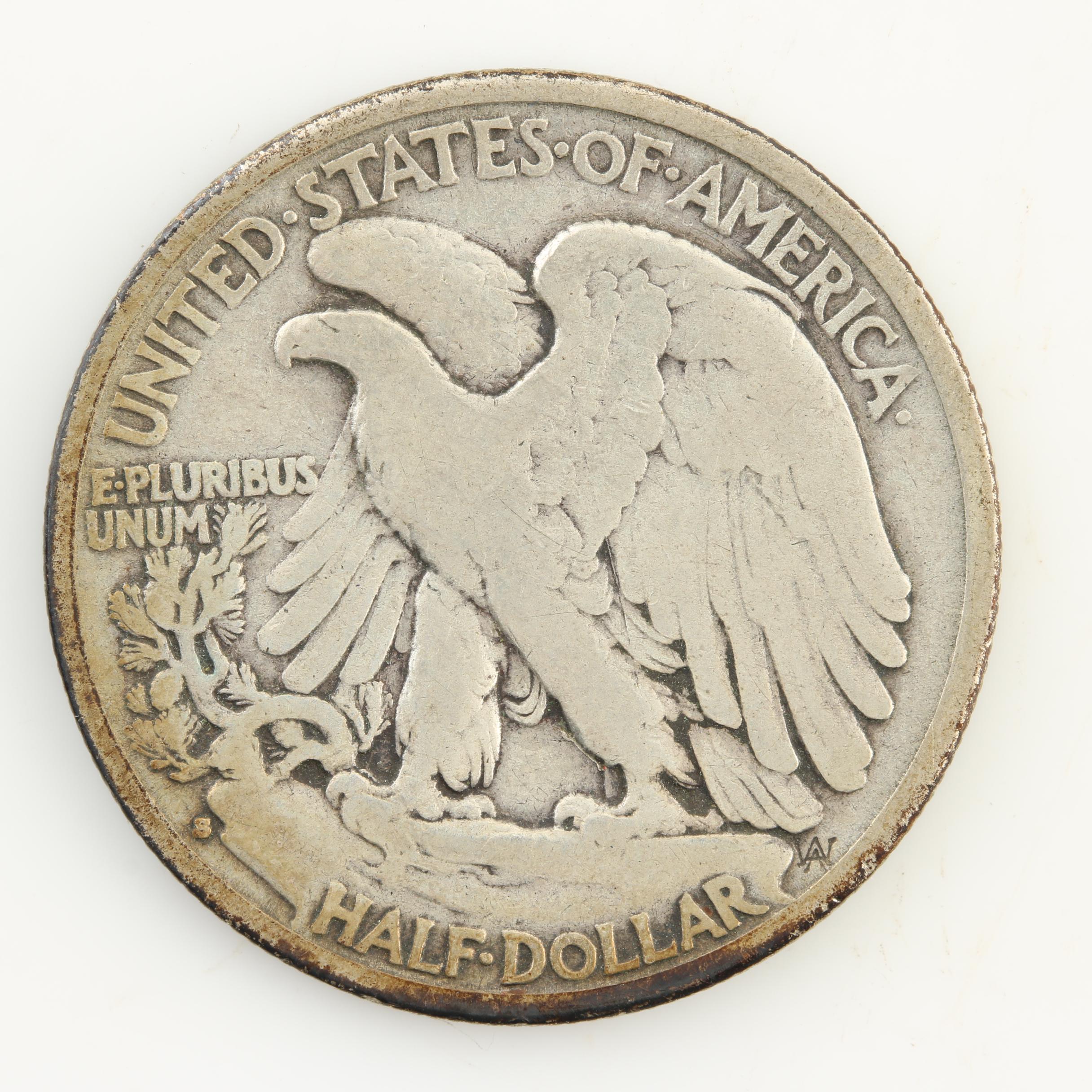 Five Walking Liberty Silver Half Dollars from the 1920s