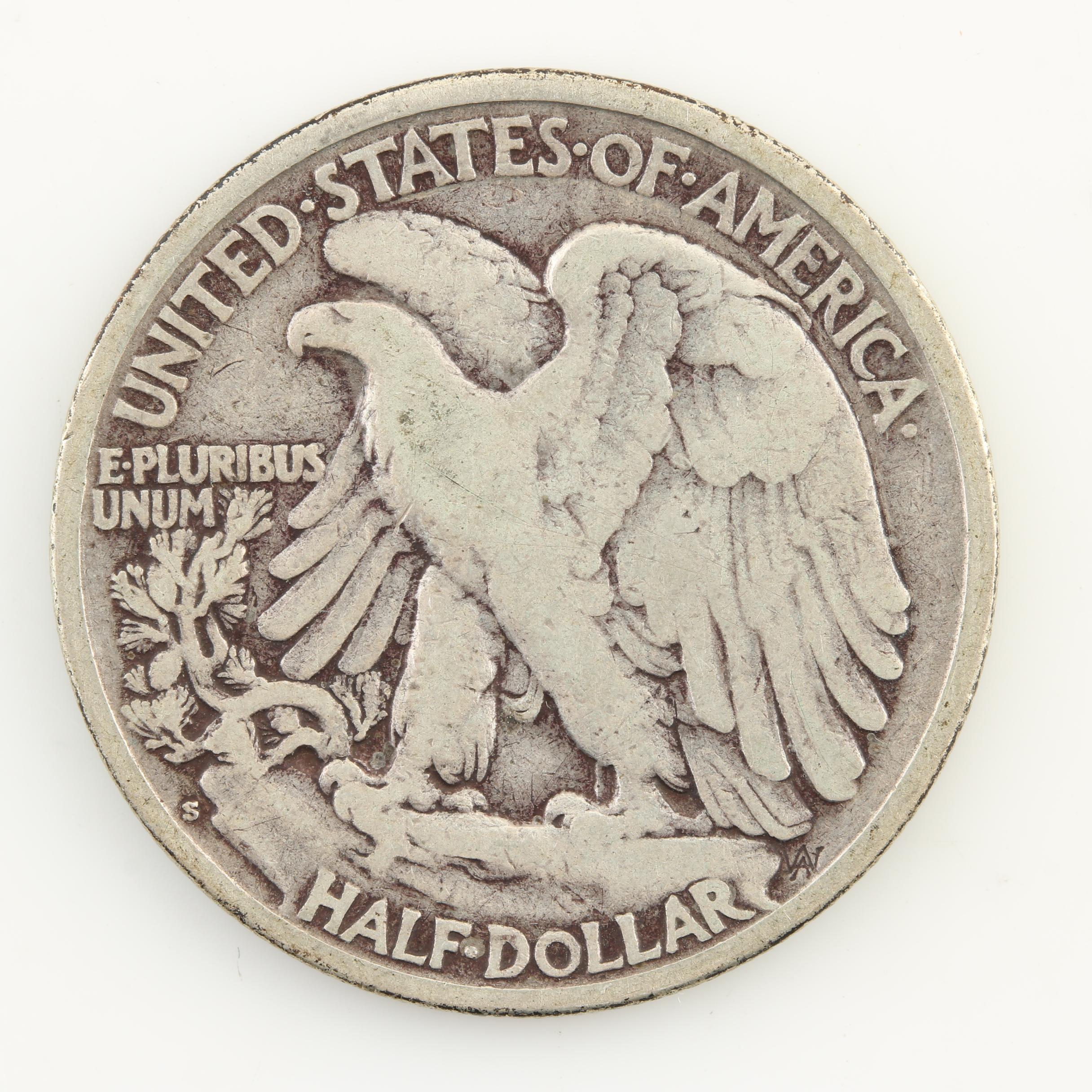 Five Walking Liberty Silver Half Dollars from the 1920s