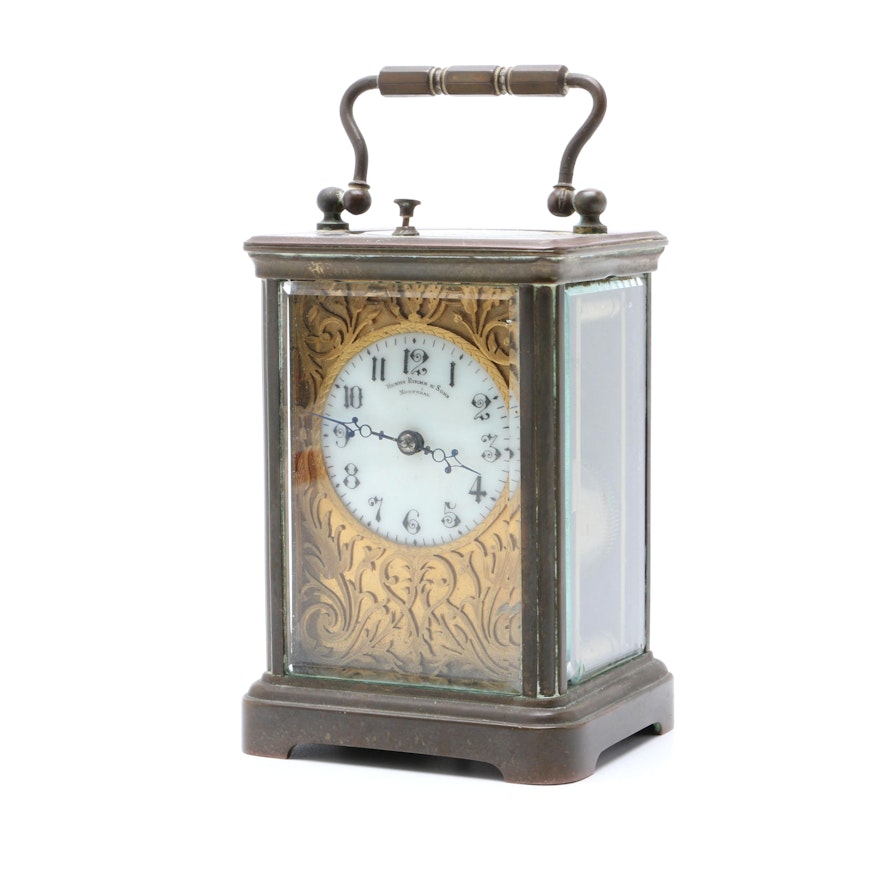 Edwardian Brass Carriage Clock by Henry Birks & Sons, Montreal