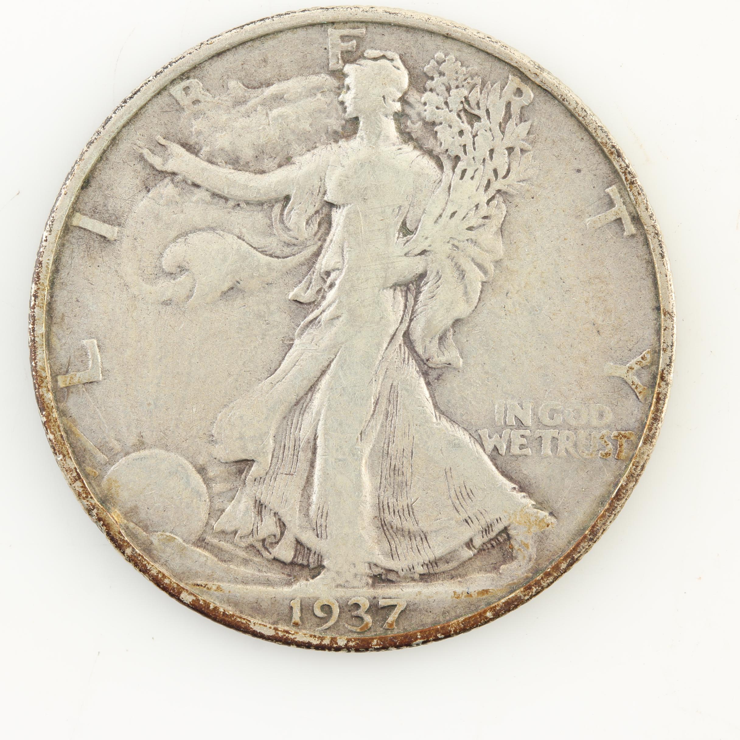Ten Walking Liberty Silver Half Dollars from the Late 1930s