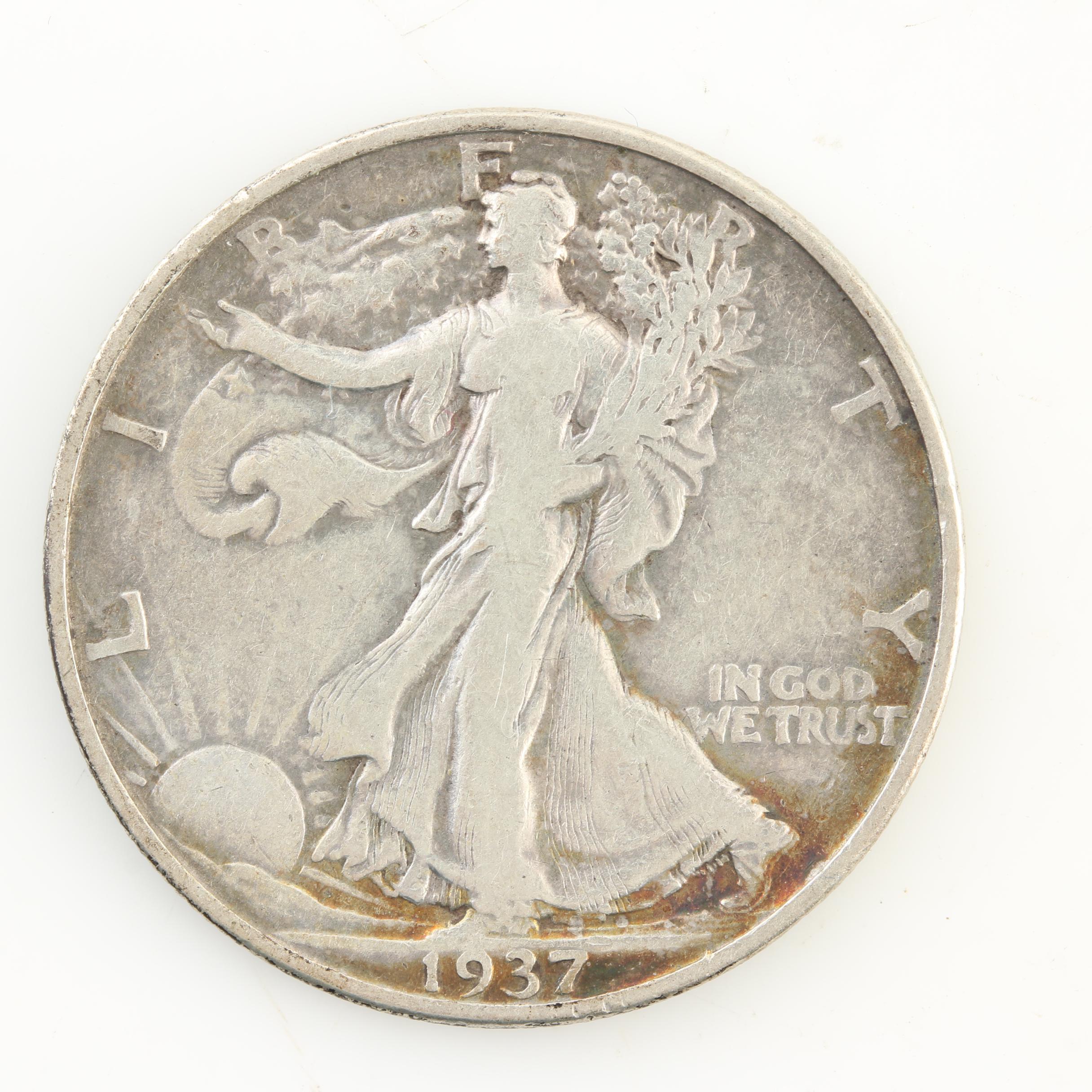 Ten Walking Liberty Silver Half Dollars from the Late 1930s