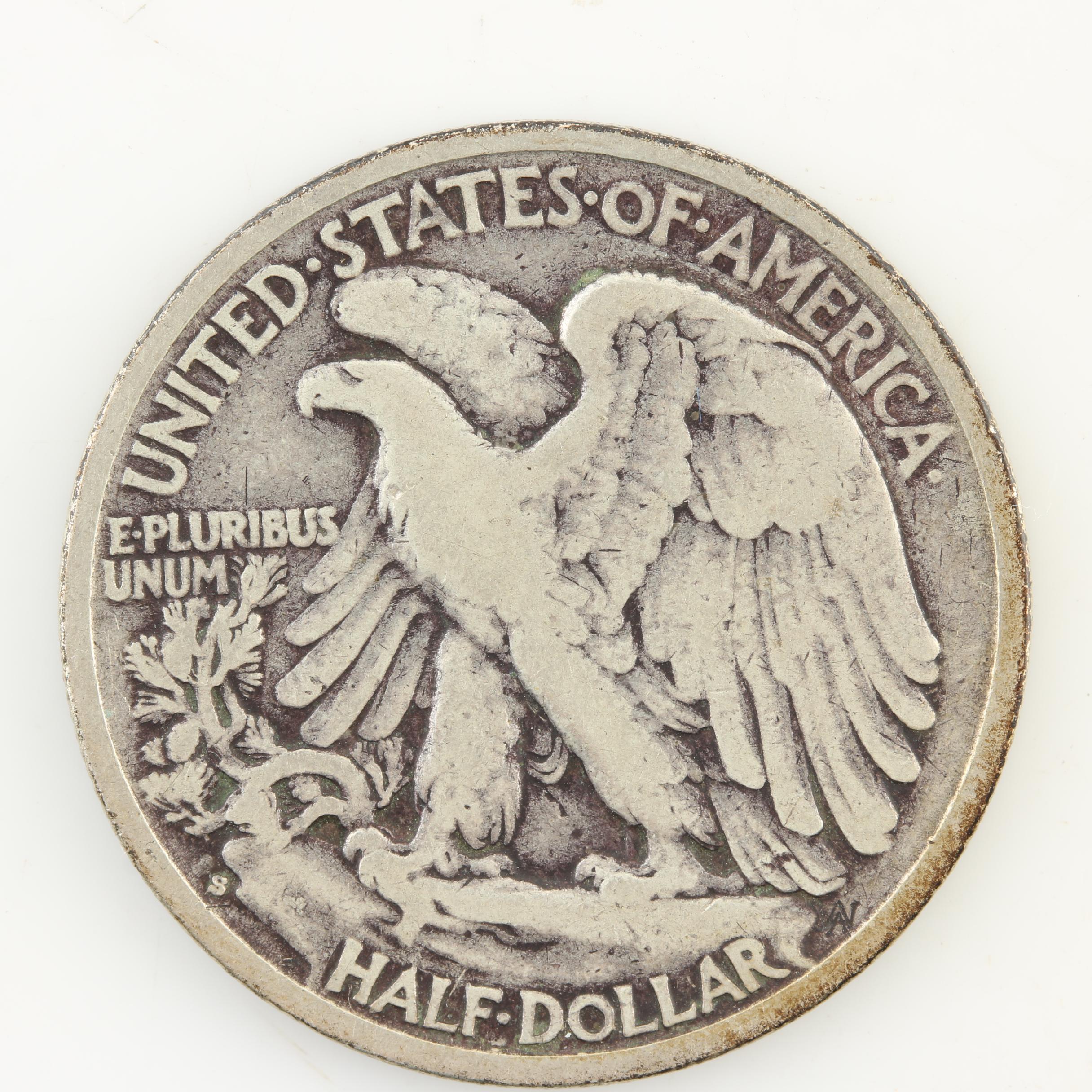 Ten Walking Liberty Silver Half Dollars from the Late 1930s