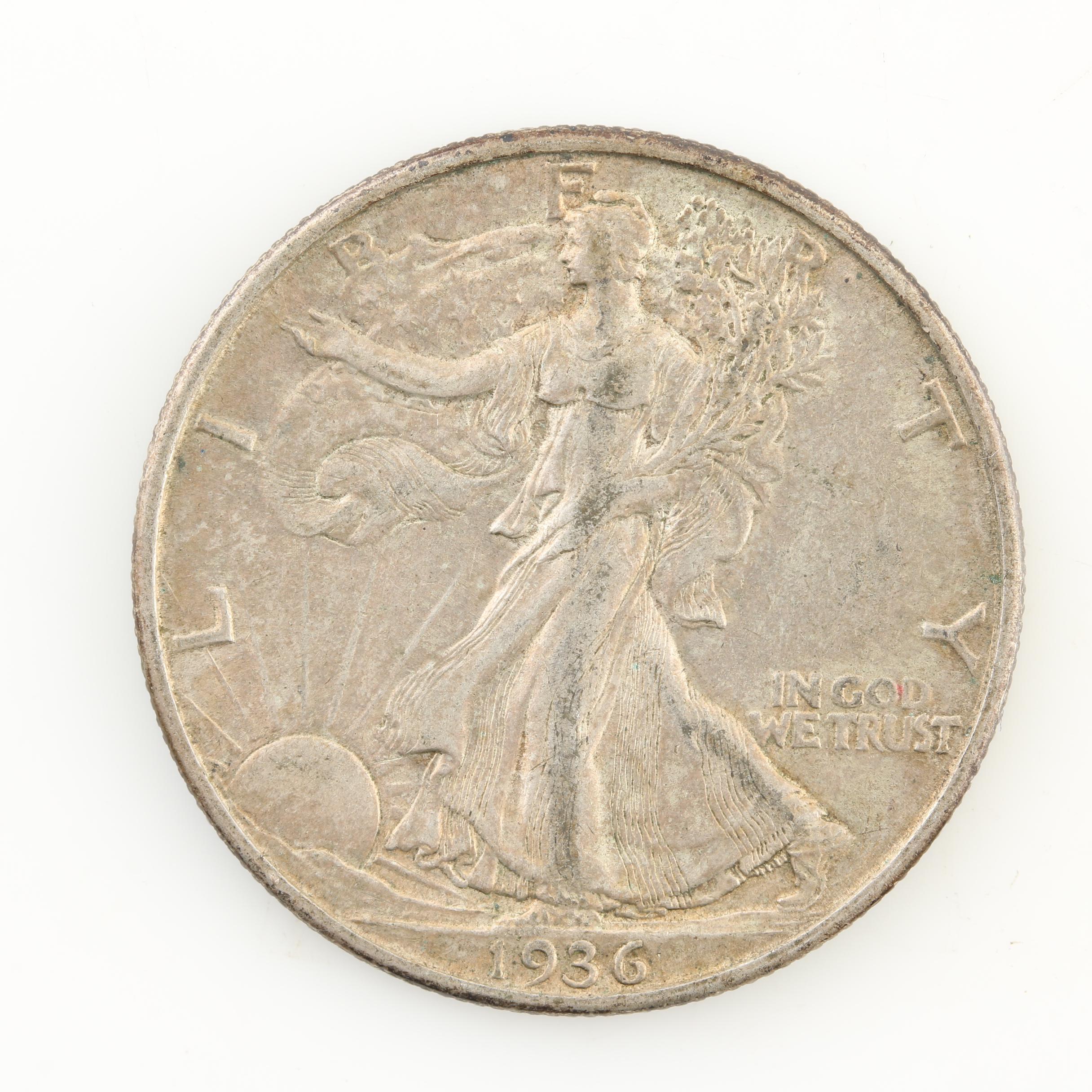 Ten Walking Liberty Silver Half Dollars from the Late 1930s