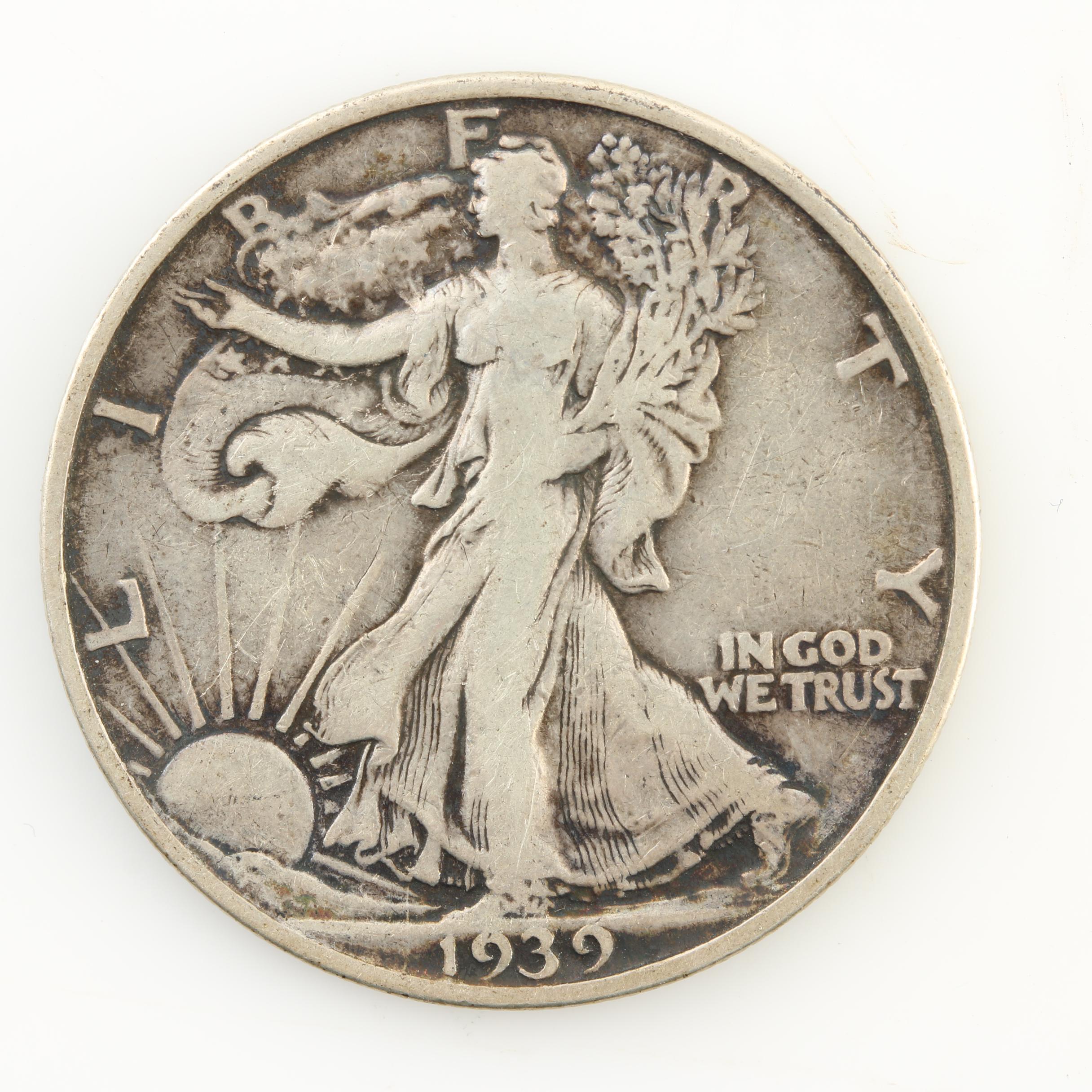Ten Walking Liberty Silver Half Dollars from the Late 1930s