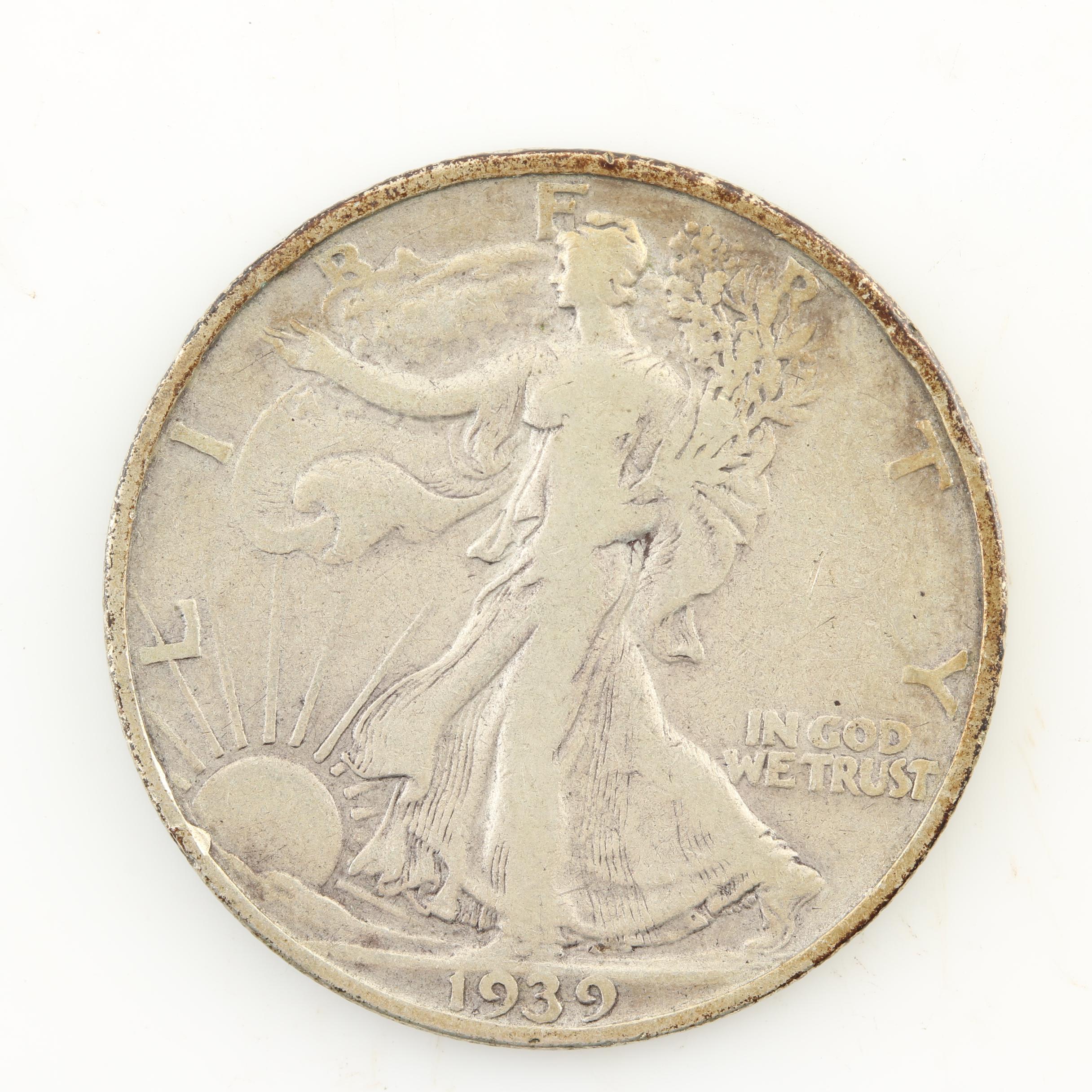 Ten Walking Liberty Silver Half Dollars from the Late 1930s