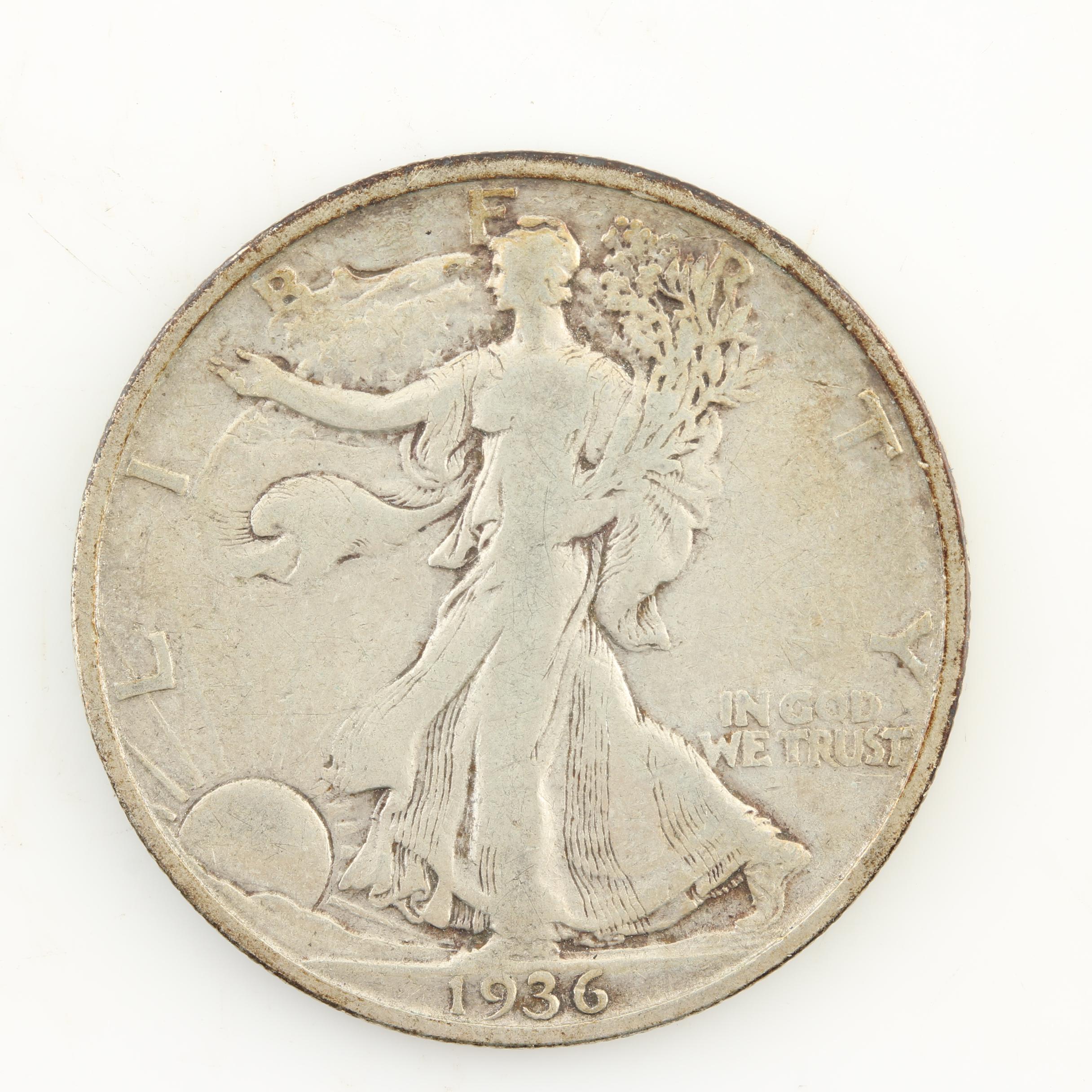 Ten Walking Liberty Silver Half Dollars from the Late 1930s