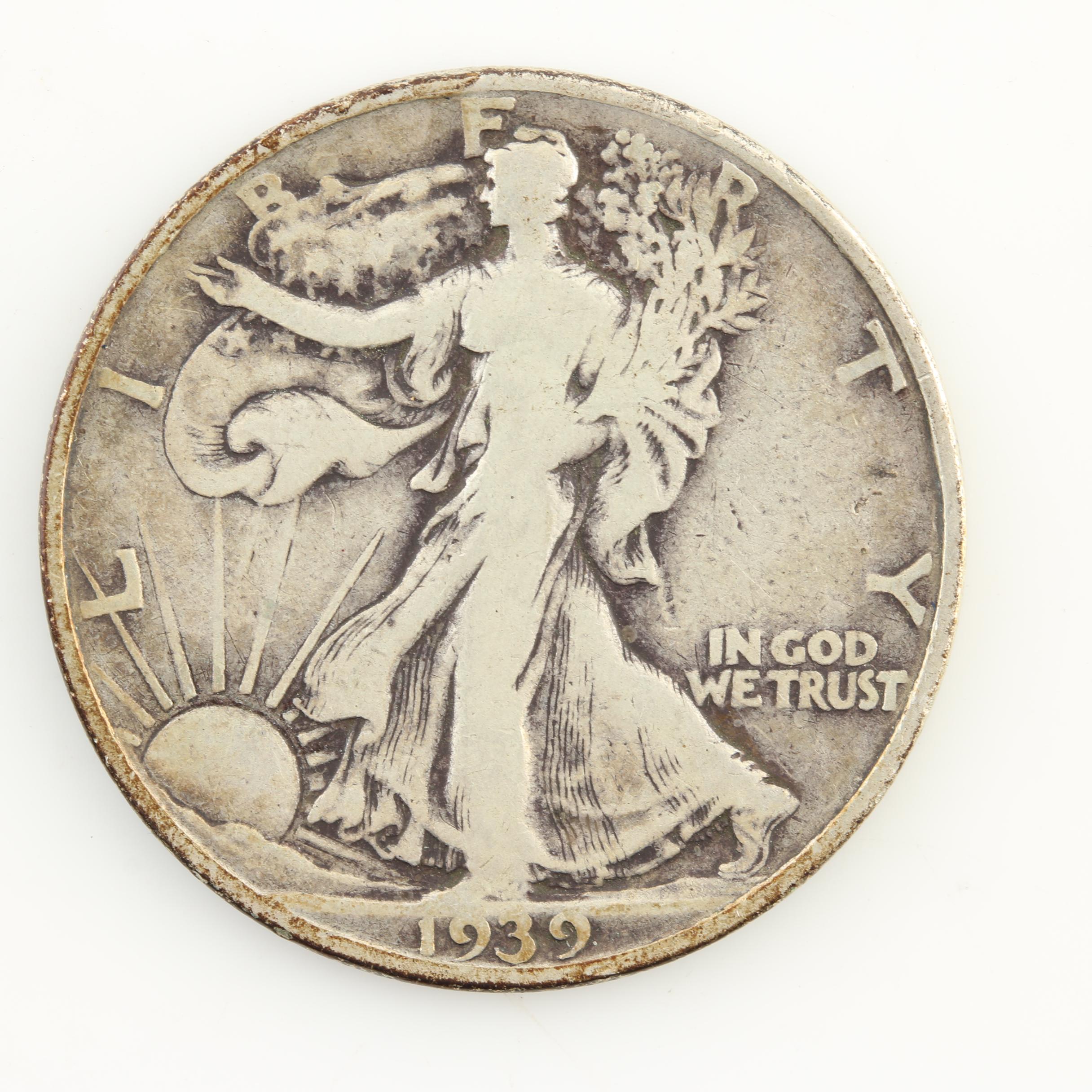 Ten Walking Liberty Silver Half Dollars from the Late 1930s
