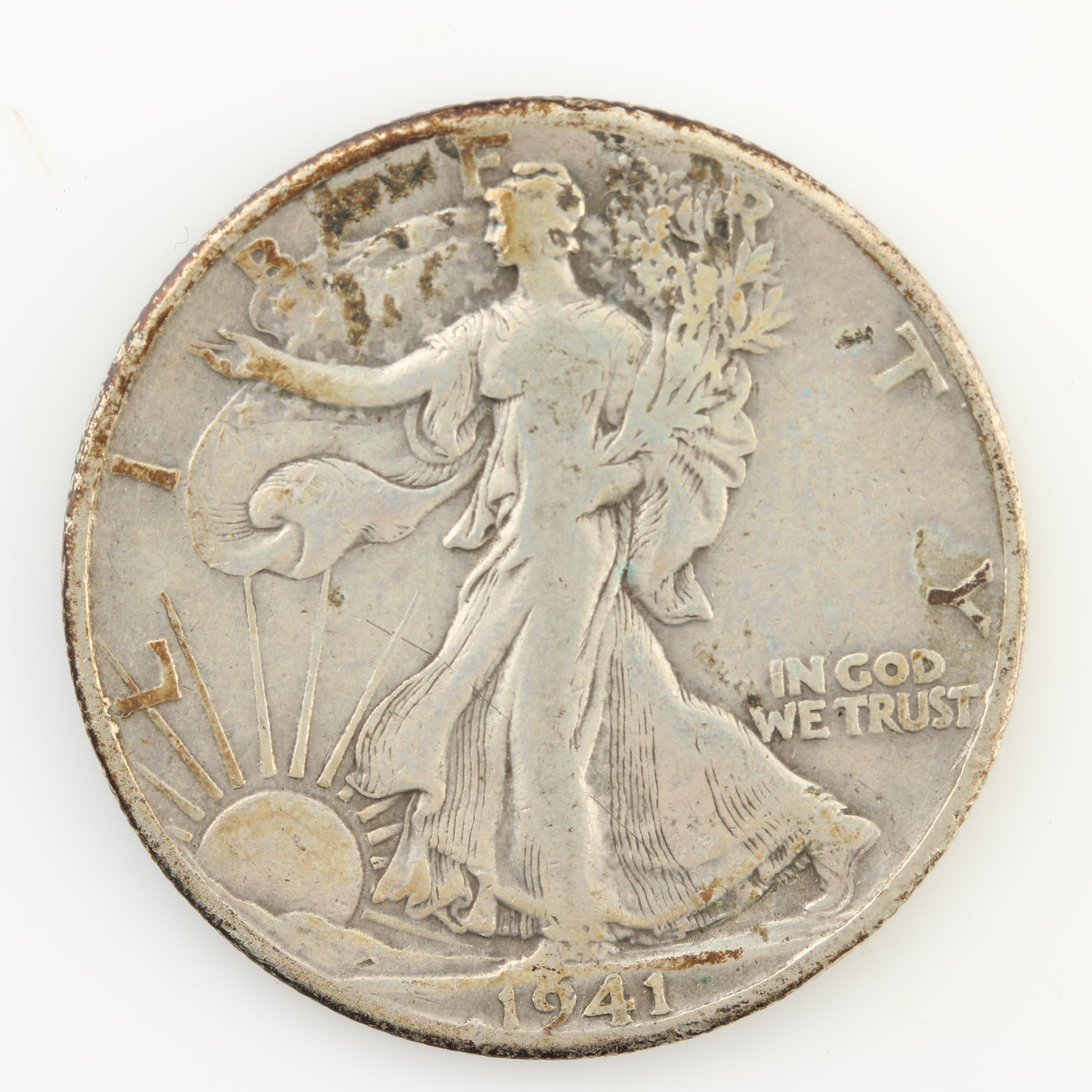 Eight Walking Liberty Silver Half Dollars from the Early 1940s