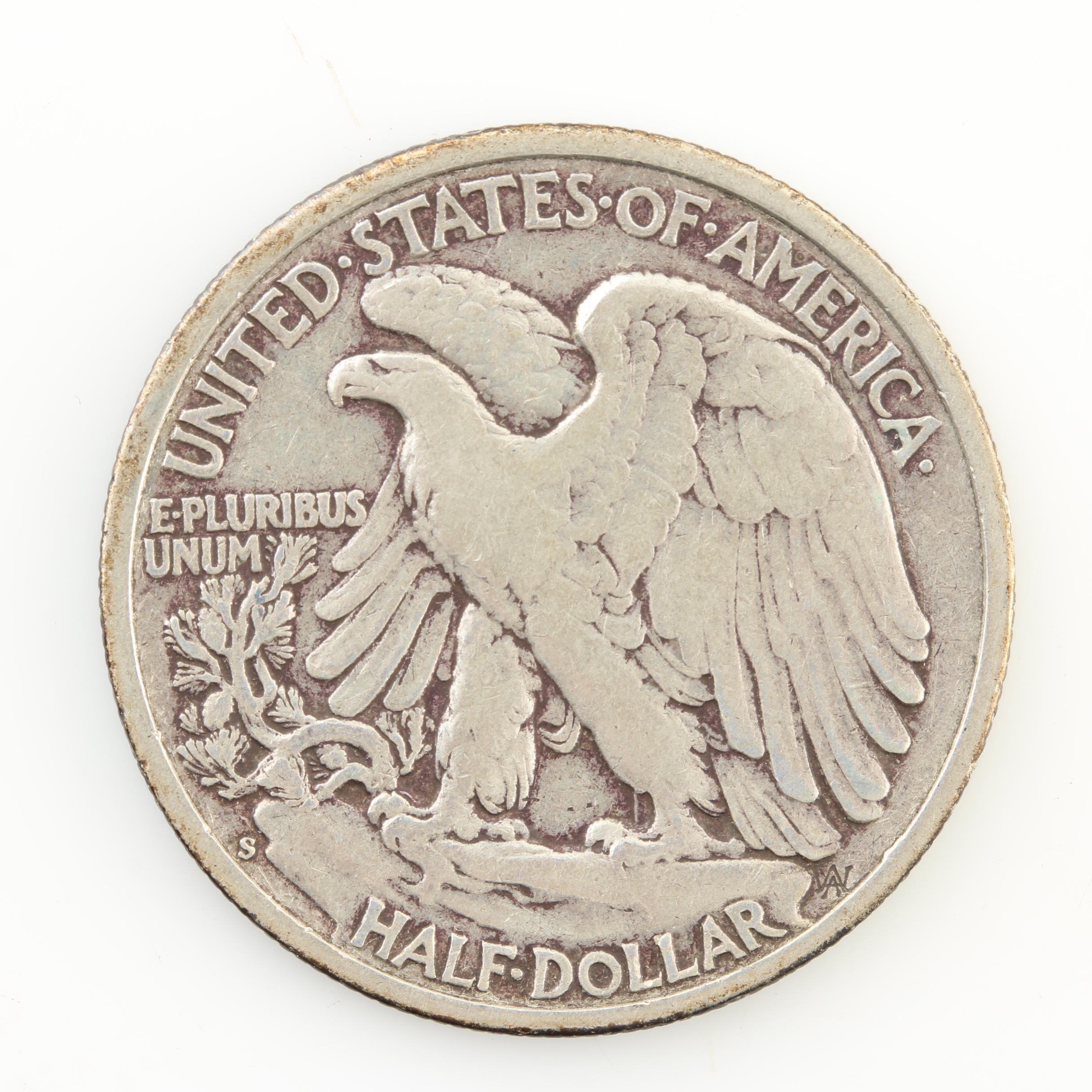 Eight Walking Liberty Silver Half Dollars from the Early 1940s