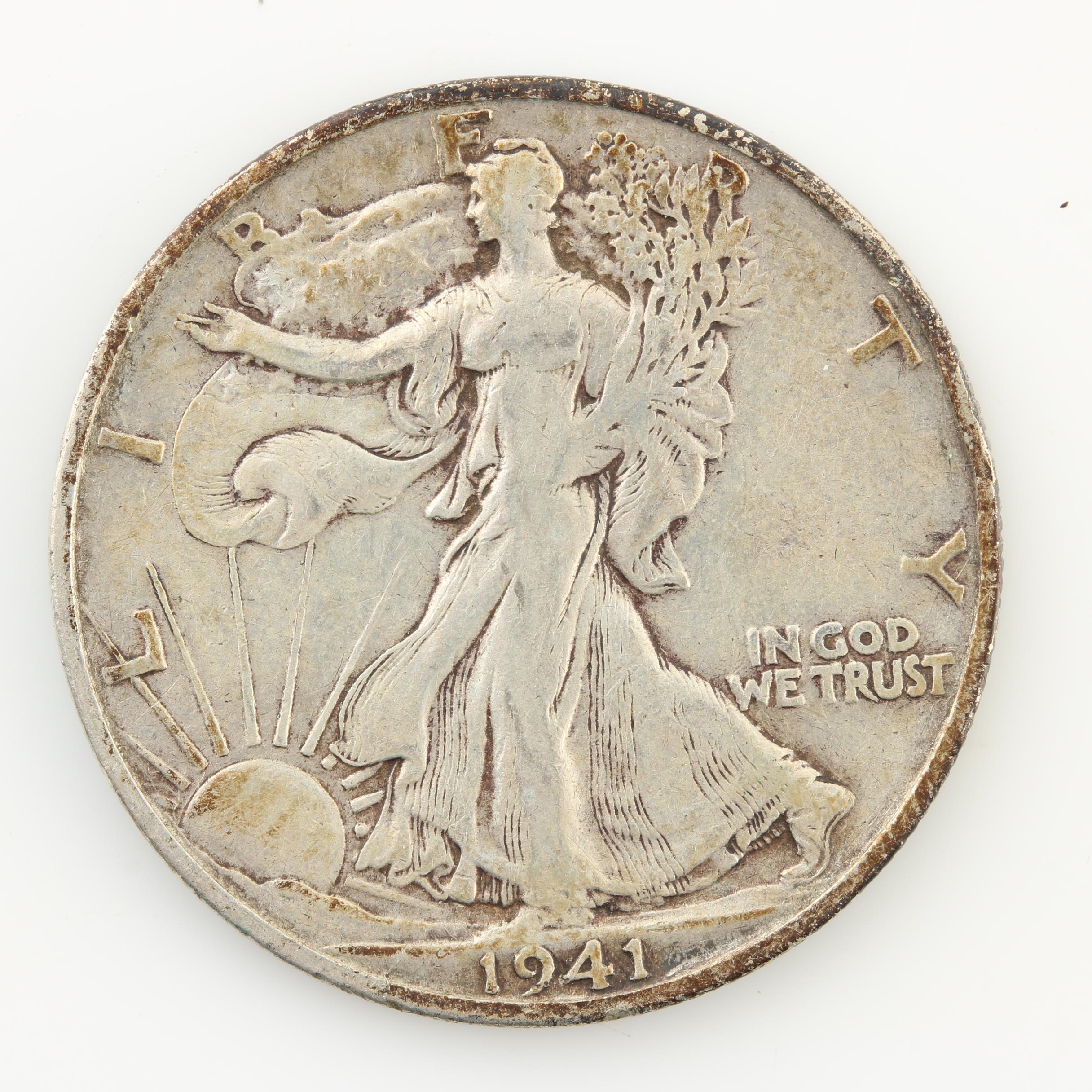 Eight Walking Liberty Silver Half Dollars from the Early 1940s