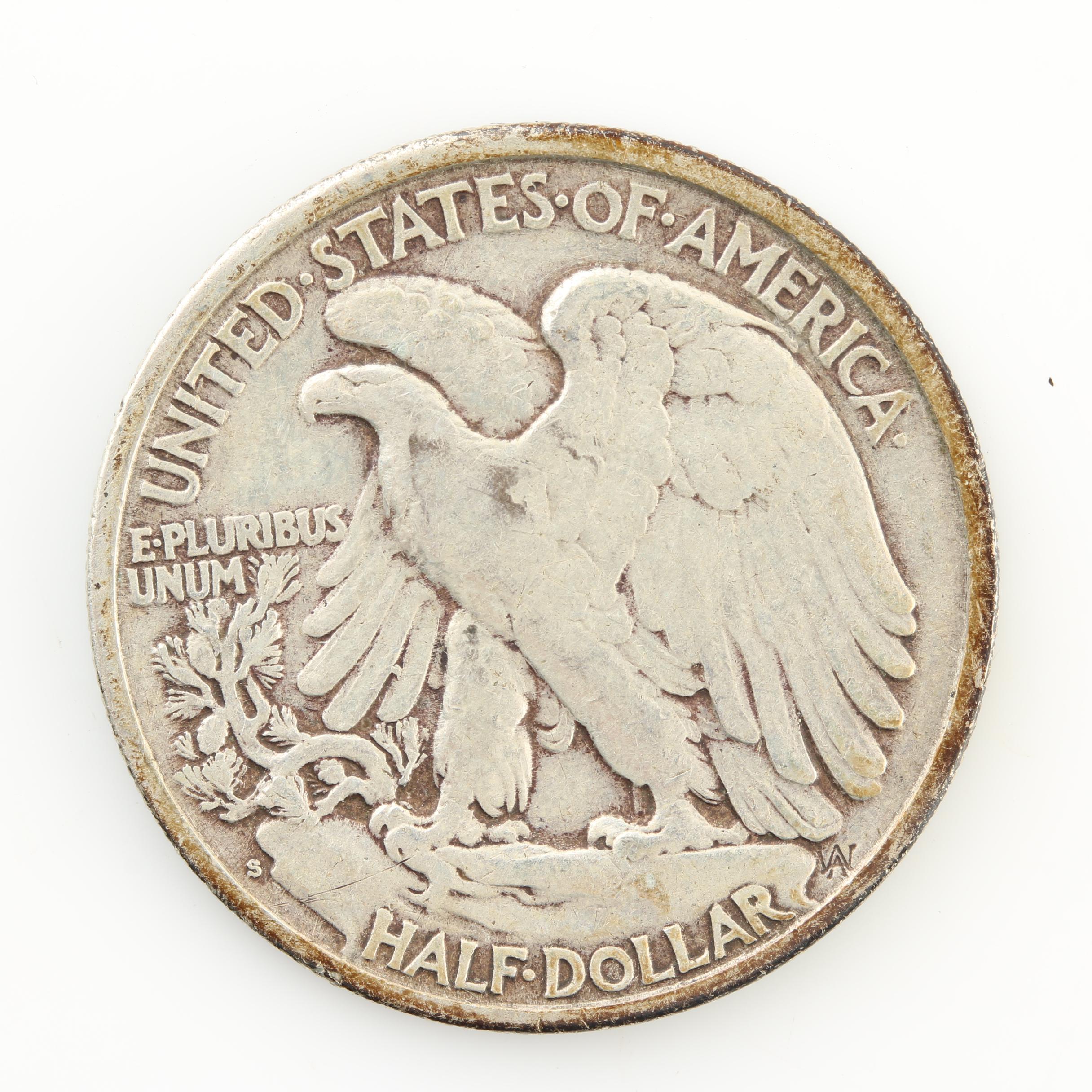 Eight Walking Liberty Silver Half Dollars from the Early 1940s