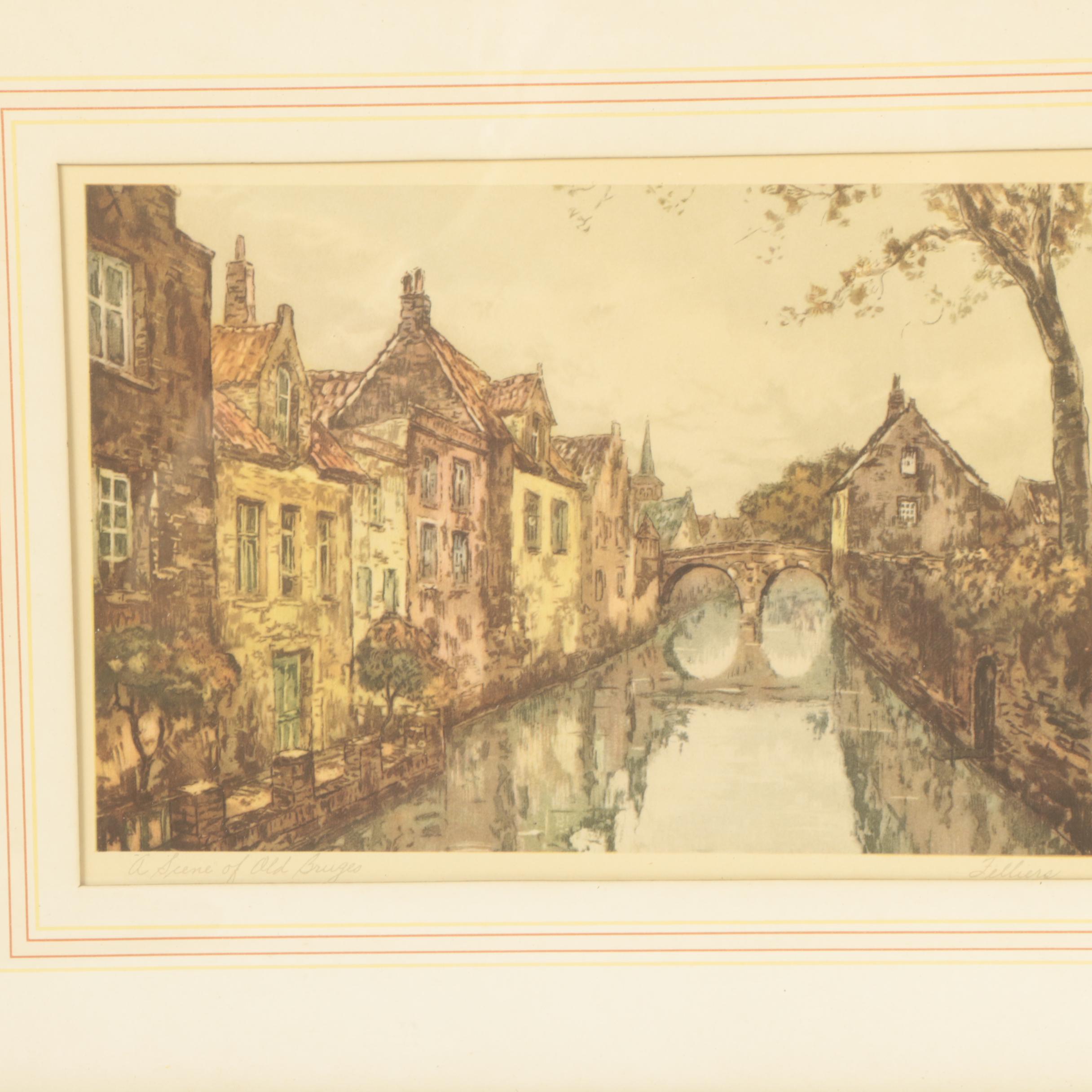 Offset Lithographs after Etchings of European Scenes