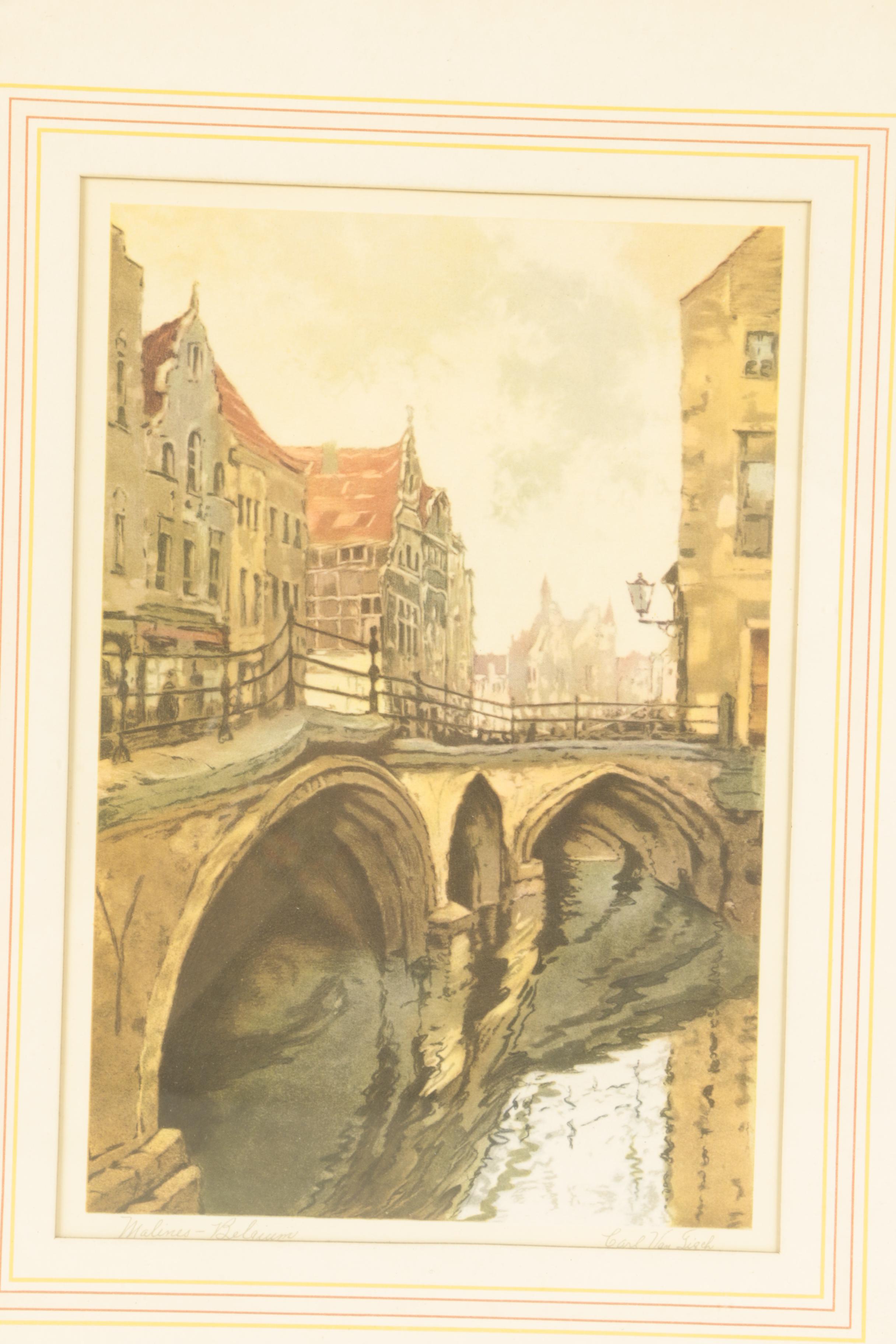 Offset Lithographs after Etchings of European Scenes