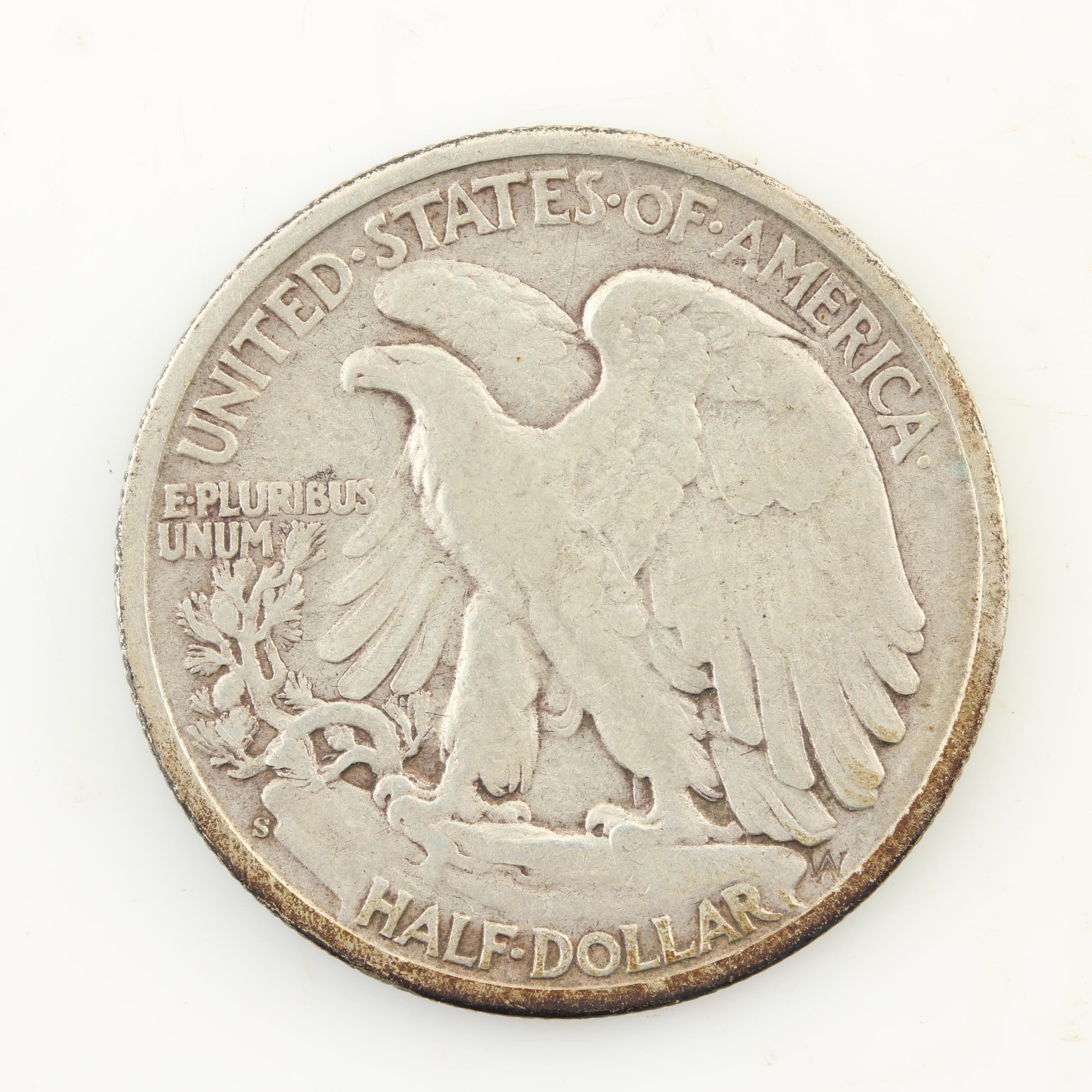 Eight Walking Liberty Silver Half Dollars from the Mid-1940s