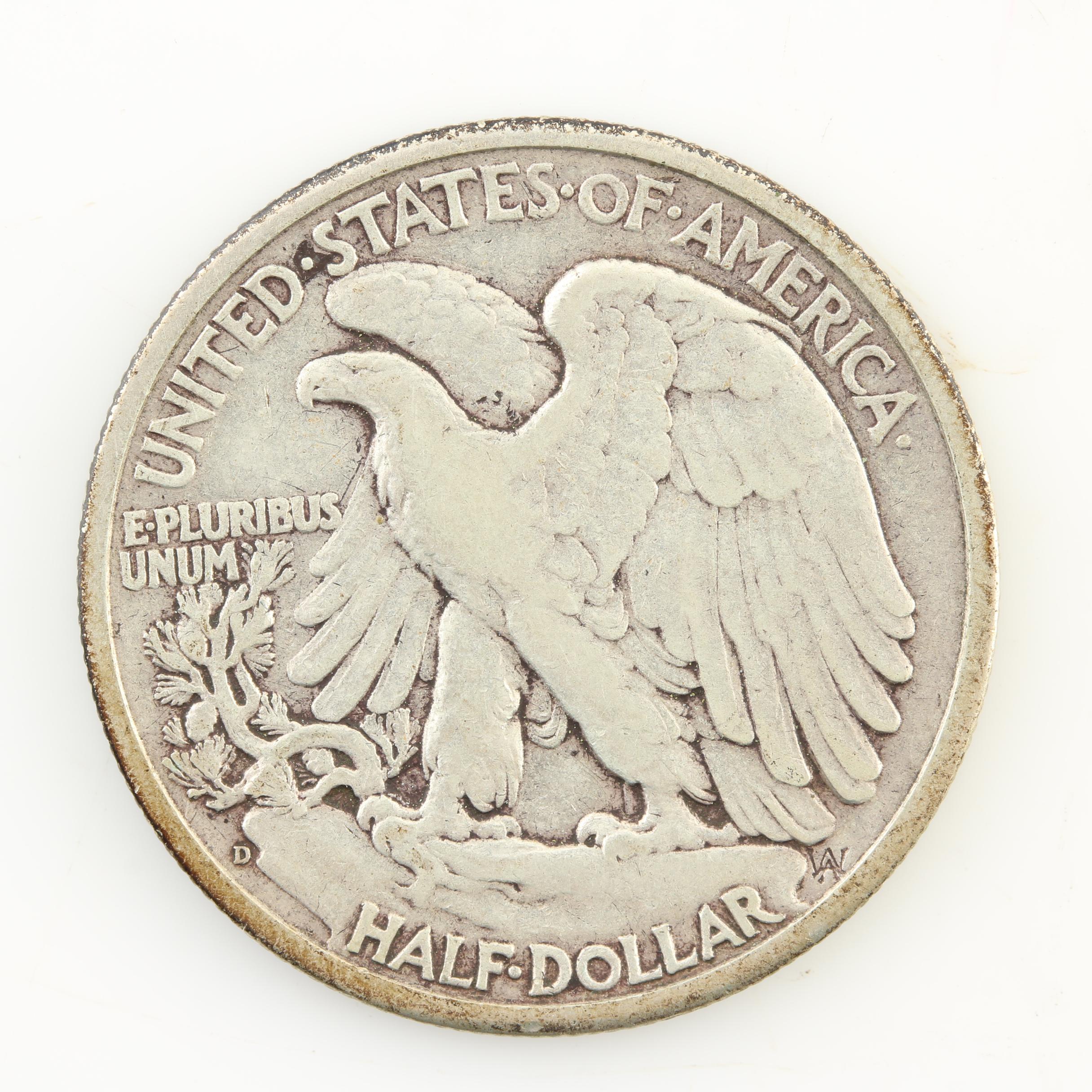 Eight Walking Liberty Silver Half Dollars from the Mid-1940s