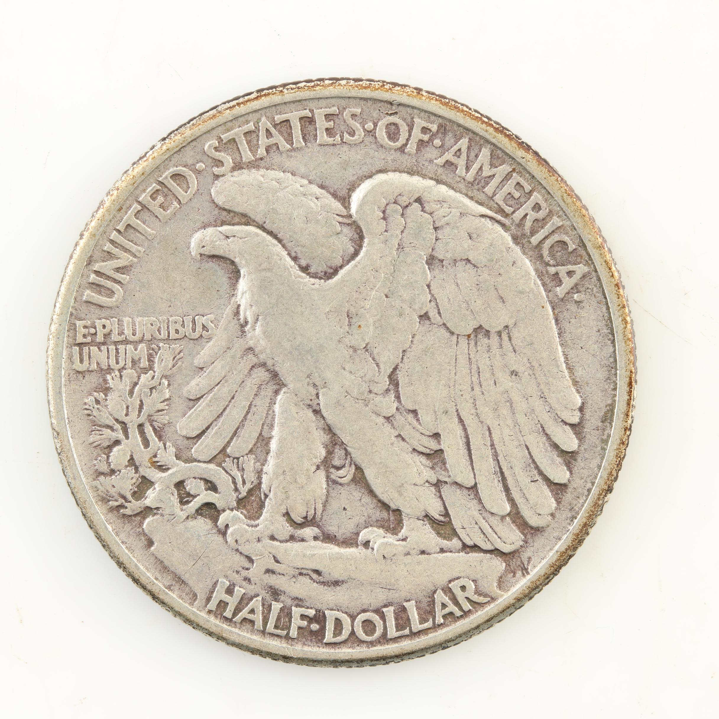 Eight Walking Liberty Silver Half Dollars from the Mid-1940s