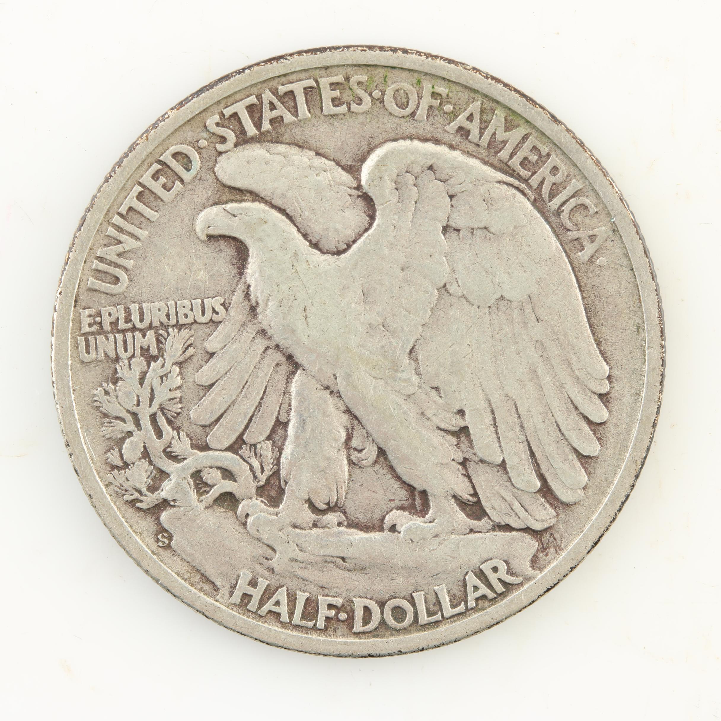 Eight Walking Liberty Silver Half Dollars from the Mid-1940s