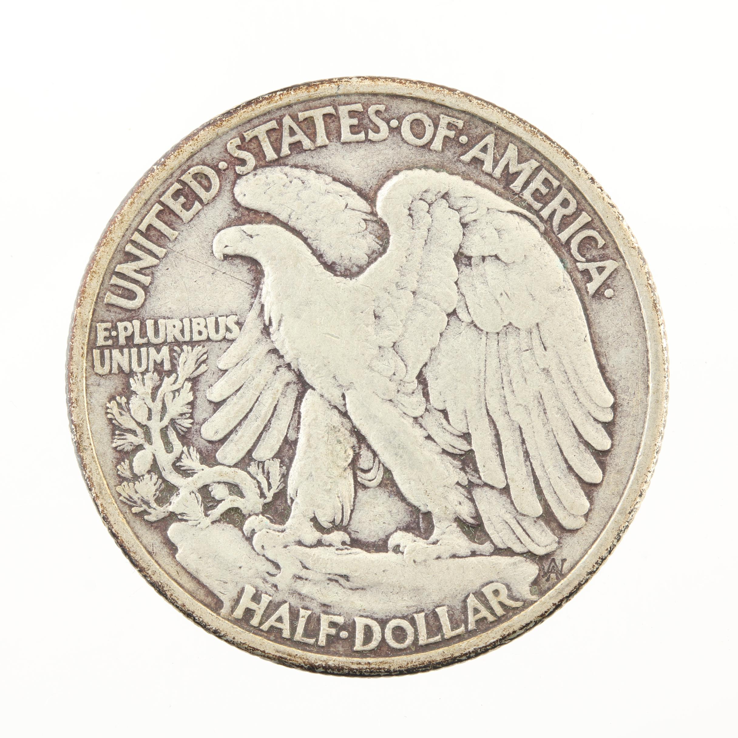 Five Late Issue Walking Liberty Silver Half Dollars